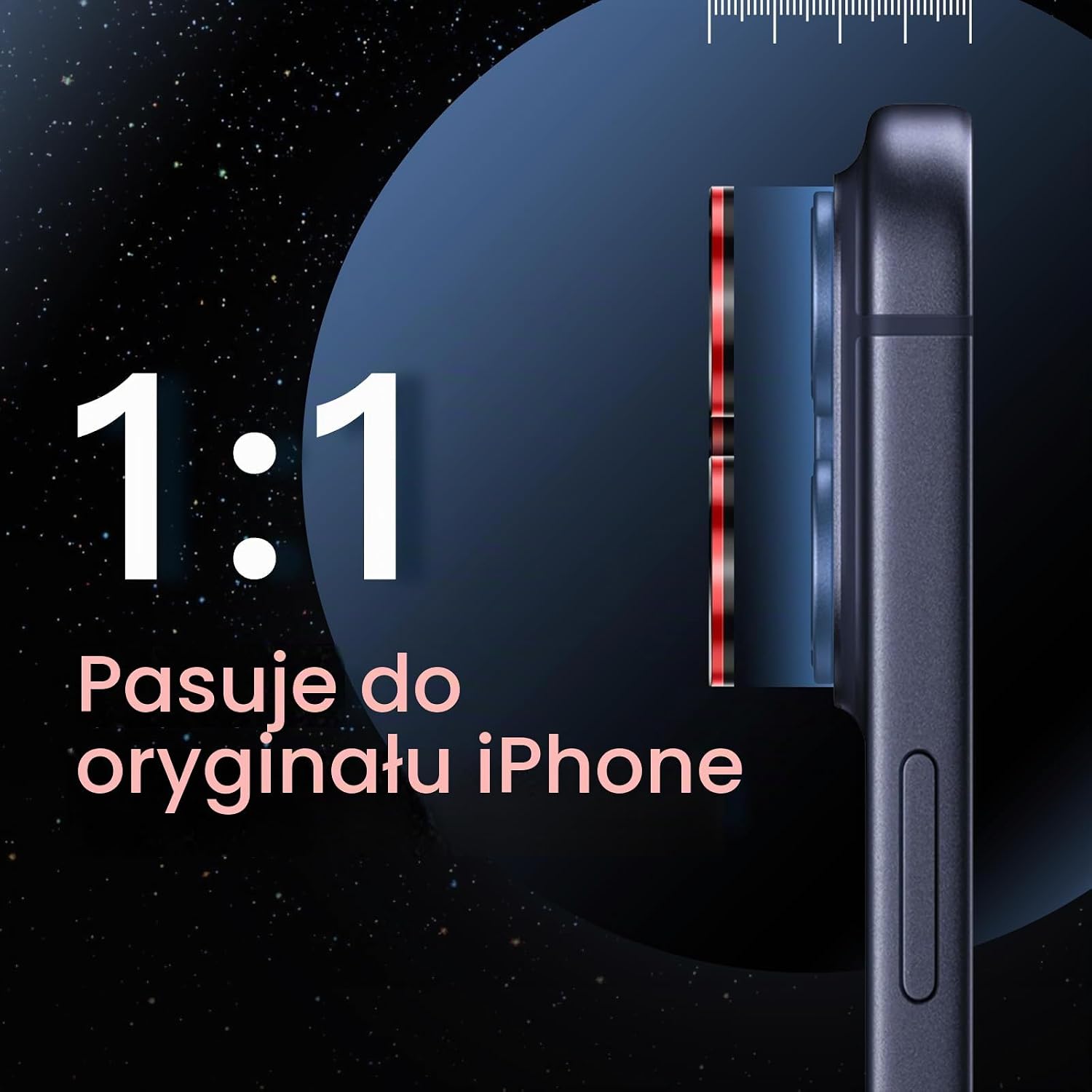 Detalle de JETech 1388- osłona obiektywu iPhone 17 Pro/Pro Max, szkło 9H