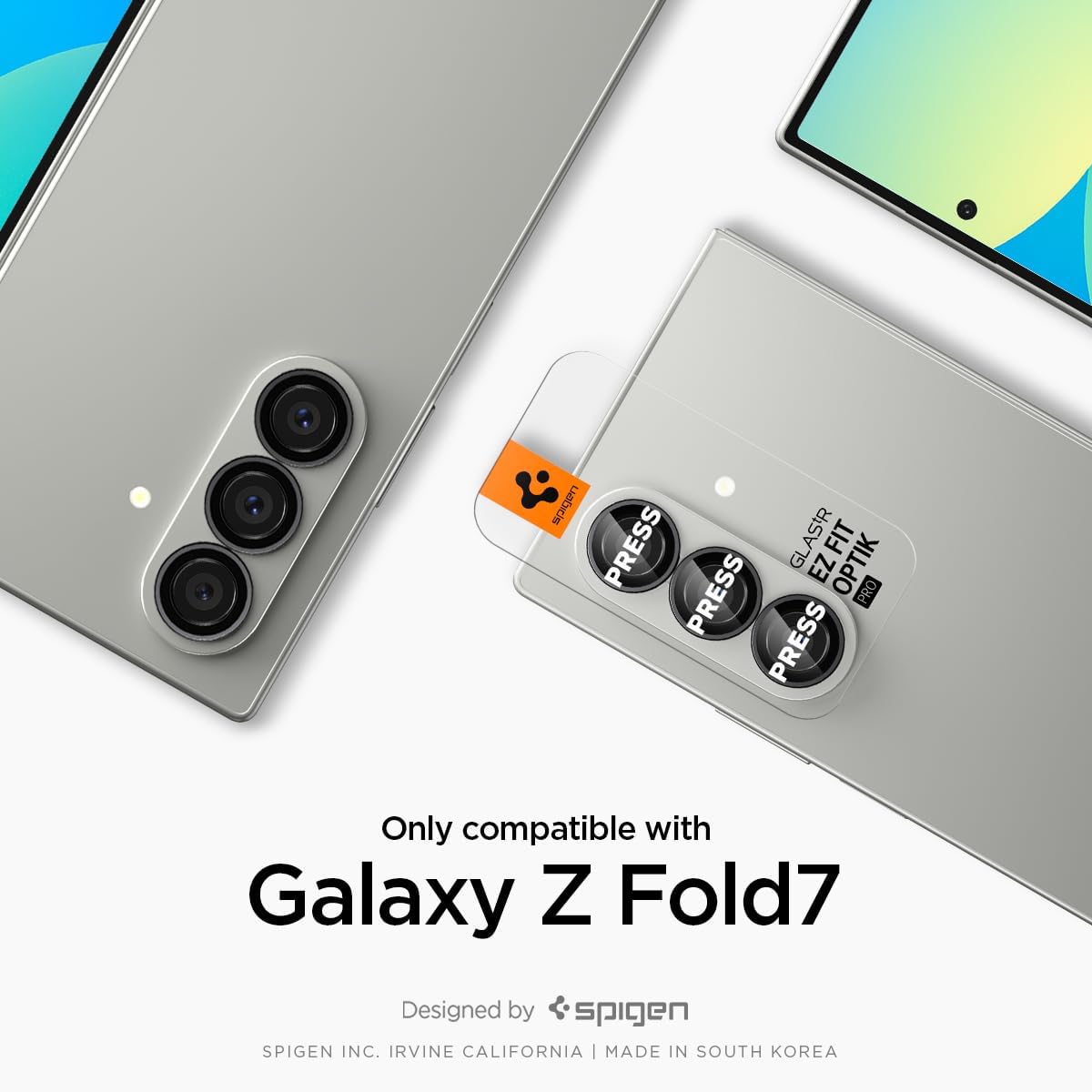 Thumbnail 1 de Protection caméra Spigen Glas.tR EZ Fit Optik Pro pour Samsung Galaxy Z Fold7 (kit de 2 pièces, installation incluse)