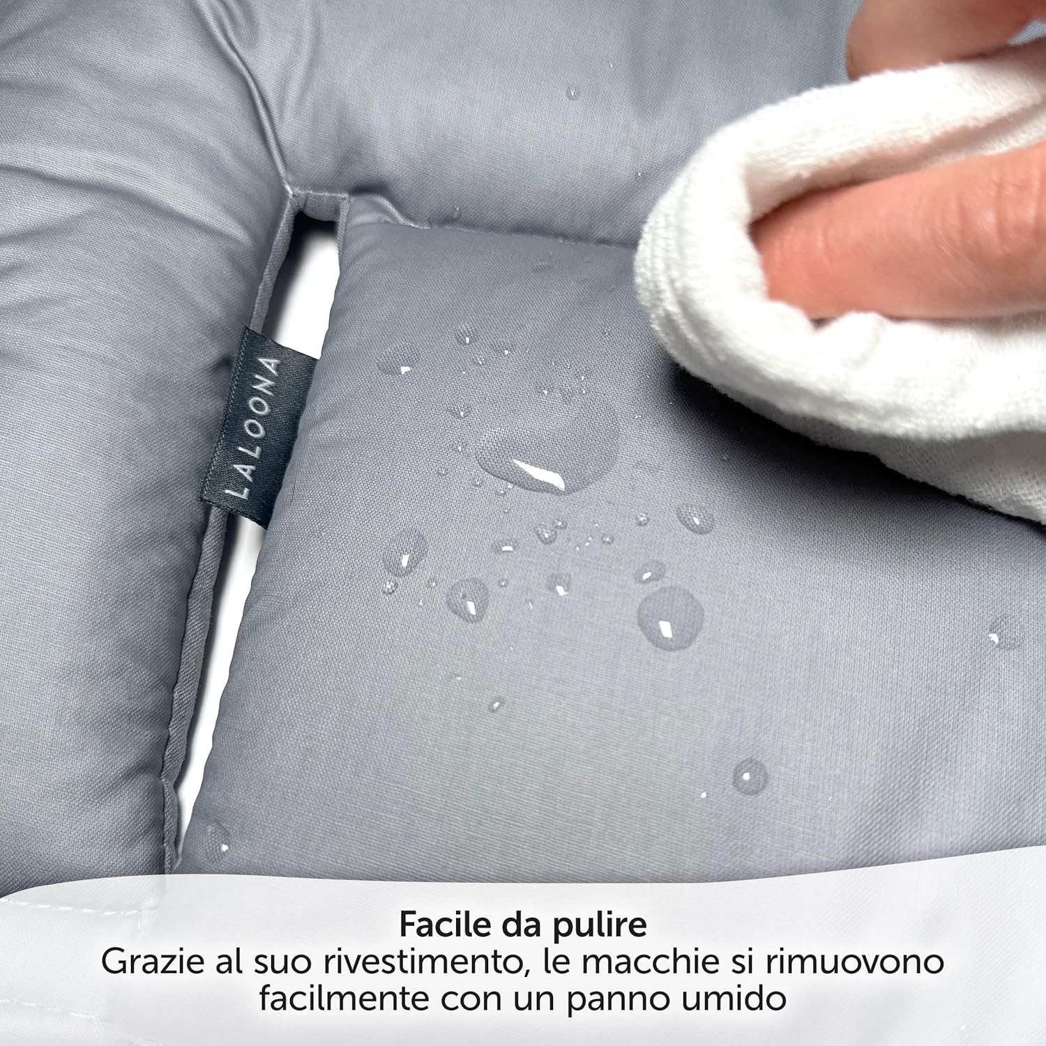 Thumbnail 5 de LaLoona Cuscino Seduta per Seggiolone Stokke Tripp Trapp (2 pezzi) in cotone OEKO-TEX, grigio rivestito