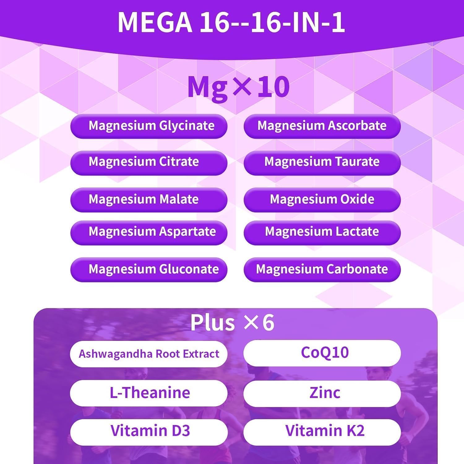 Detalle 2 de PWERD 16-in-1 Magnesium Gummies for Adults, Sugar-Free Vegan, 180 Count