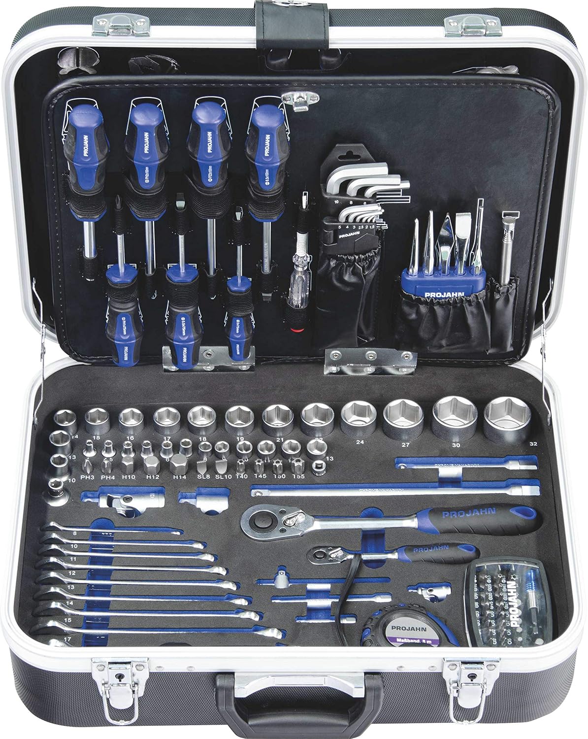 Detalle 2 de PROJAHN 8681 uniwersalna walizka narzędziowa 1/4", 149 elementów, czarna