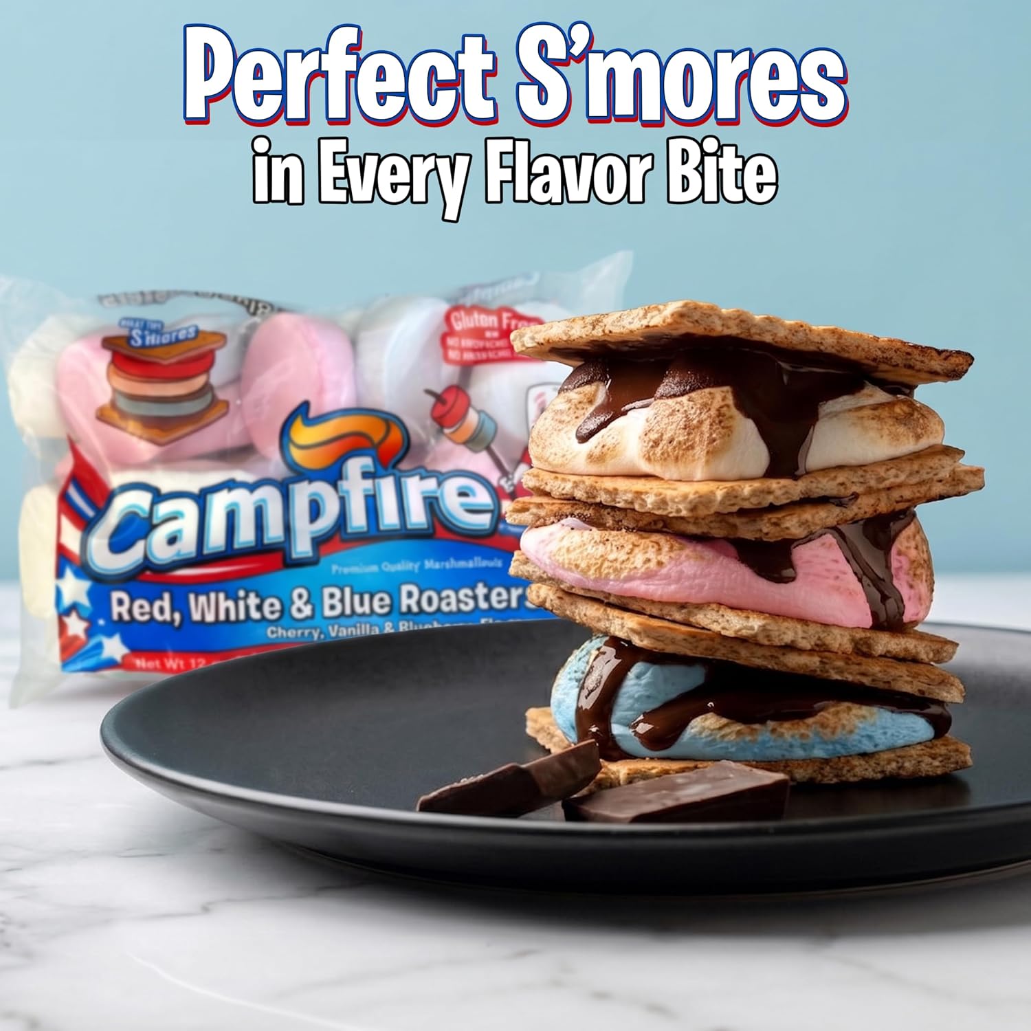Thumbnail 6 de Firestix Patriotic Jumbo Roaster Marshmallows, 3-Pack with 30-Inch Skewers