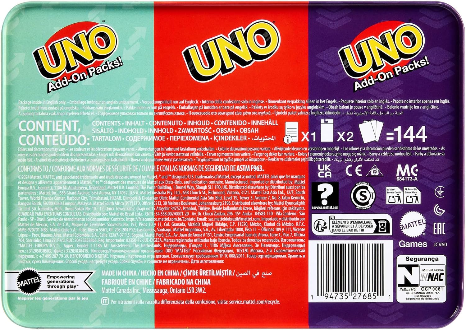 Thumbnail 5 de Mattel Games UNO Colección con Expansiones y Caja metálica 🃏