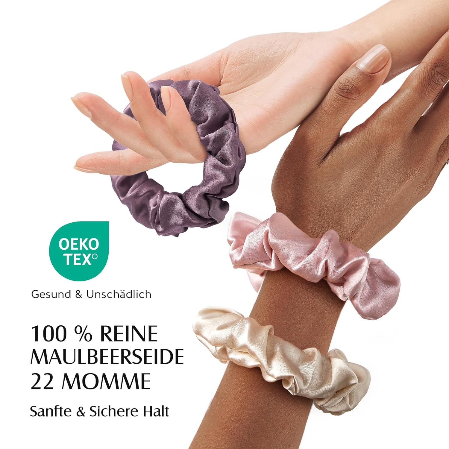 Detalle 2 de Umisleep 3er Set Seiden Scrunchies 22 Momme