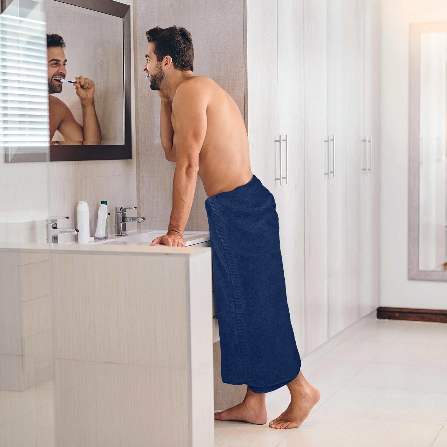 Detalle de Utopia Towels – 2er Badetücher Groß 90x180 cm Marineblau aus 100% Baumwolle