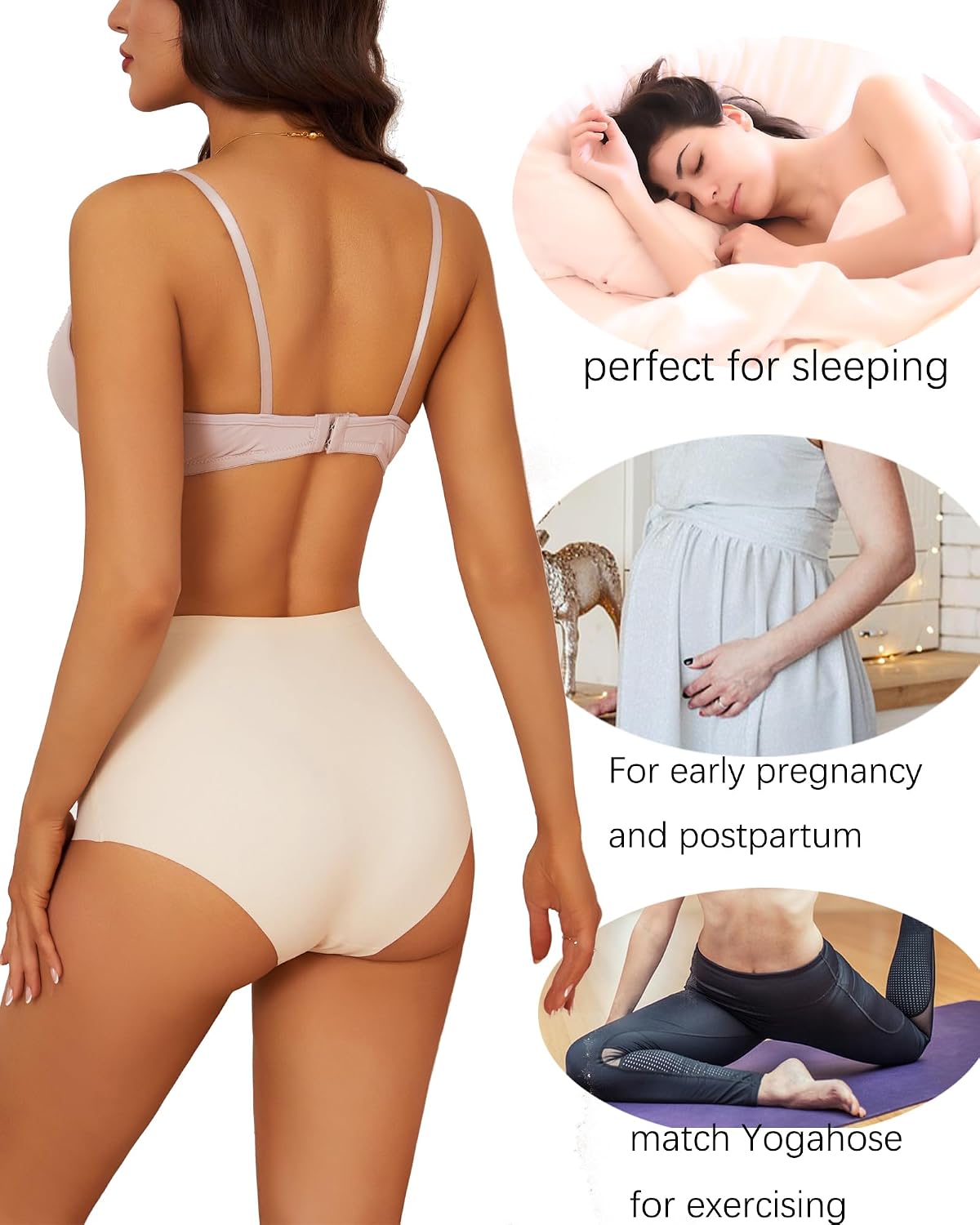 Detalle de ALL OF SHE 5er Pack High-Waisted nahtlose Unterhosen Damen (Slip, Hipster) – bequem für jeden Tag