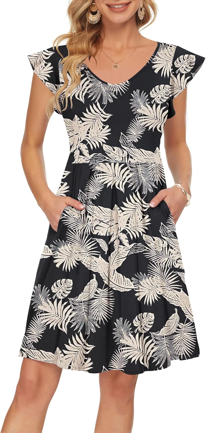Thumbnail 5 de PLOKNRD Sommerkleid Damen V-Ausschnitt Midi mit Taschen – Boho-Stil, knielang
