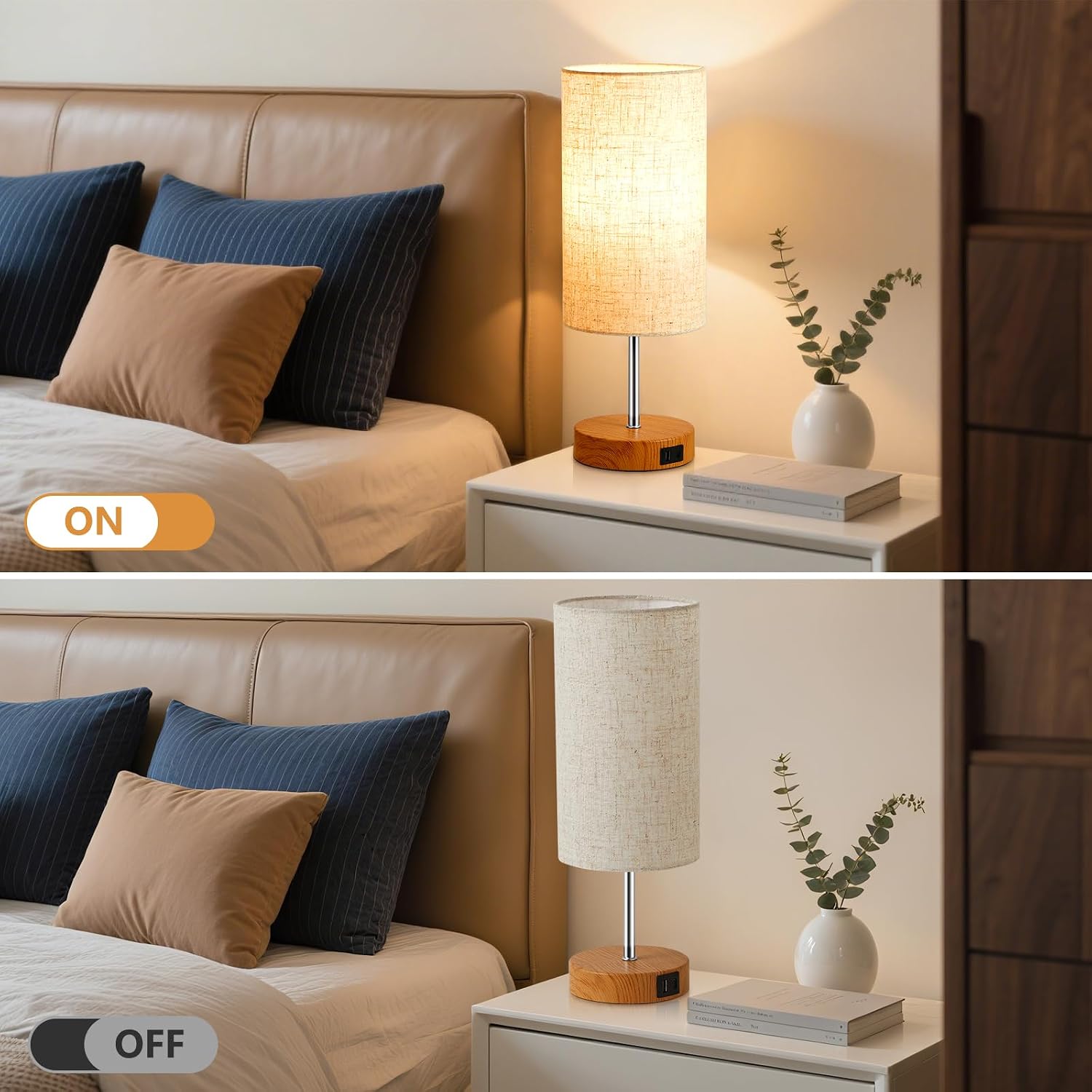 Detalle 2 de SANGFOR XLGZ-T1-003 Touch Table Lamps Set of 2, USB Charging, 3-Way Dimming