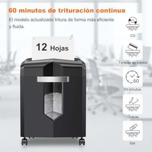 Detalle de Bonsaii C266-B: Trituradora de papel, CD y tarjeta de crédito para oficina en casa