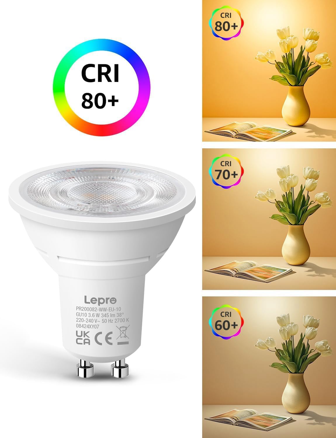 Thumbnail 6 de Lepro GU10 3.6W warm white LED bulbs pack of 10