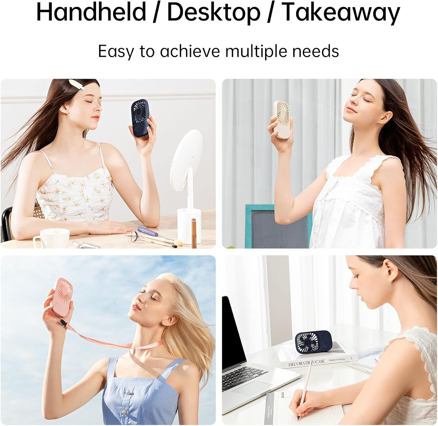 Thumbnail 5 de JISULIFE handheld mini fan (3 speeds) – ultra-slim USB rechargeable pocket fan in blue