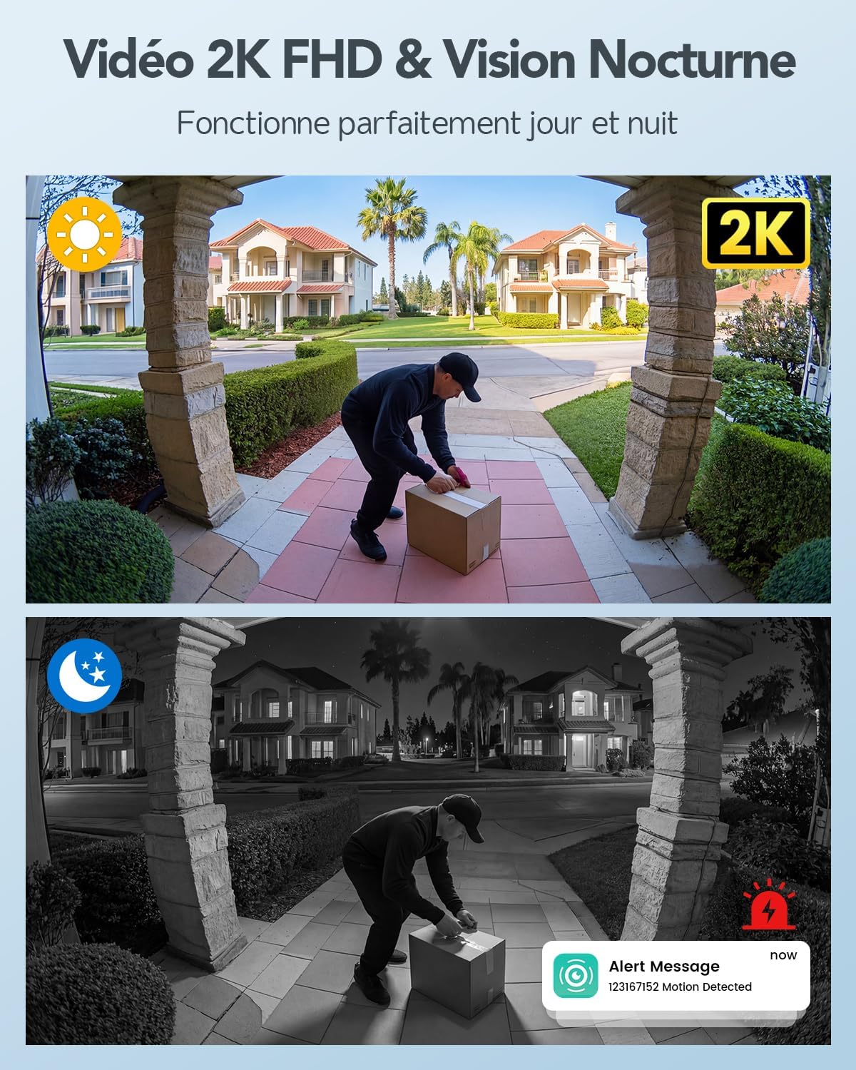 Detalle de XTU 2K HD Sonnette Sans Fil Extérieure Étanche avec Caméra 180° et Détection Humaine