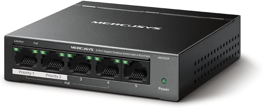 Thumbnail 1 de TP-Link Mercusys MS105GP: Switch PoE+ a 5 Porte Gigabit con Alimentazione Integrata (4 PoE+)