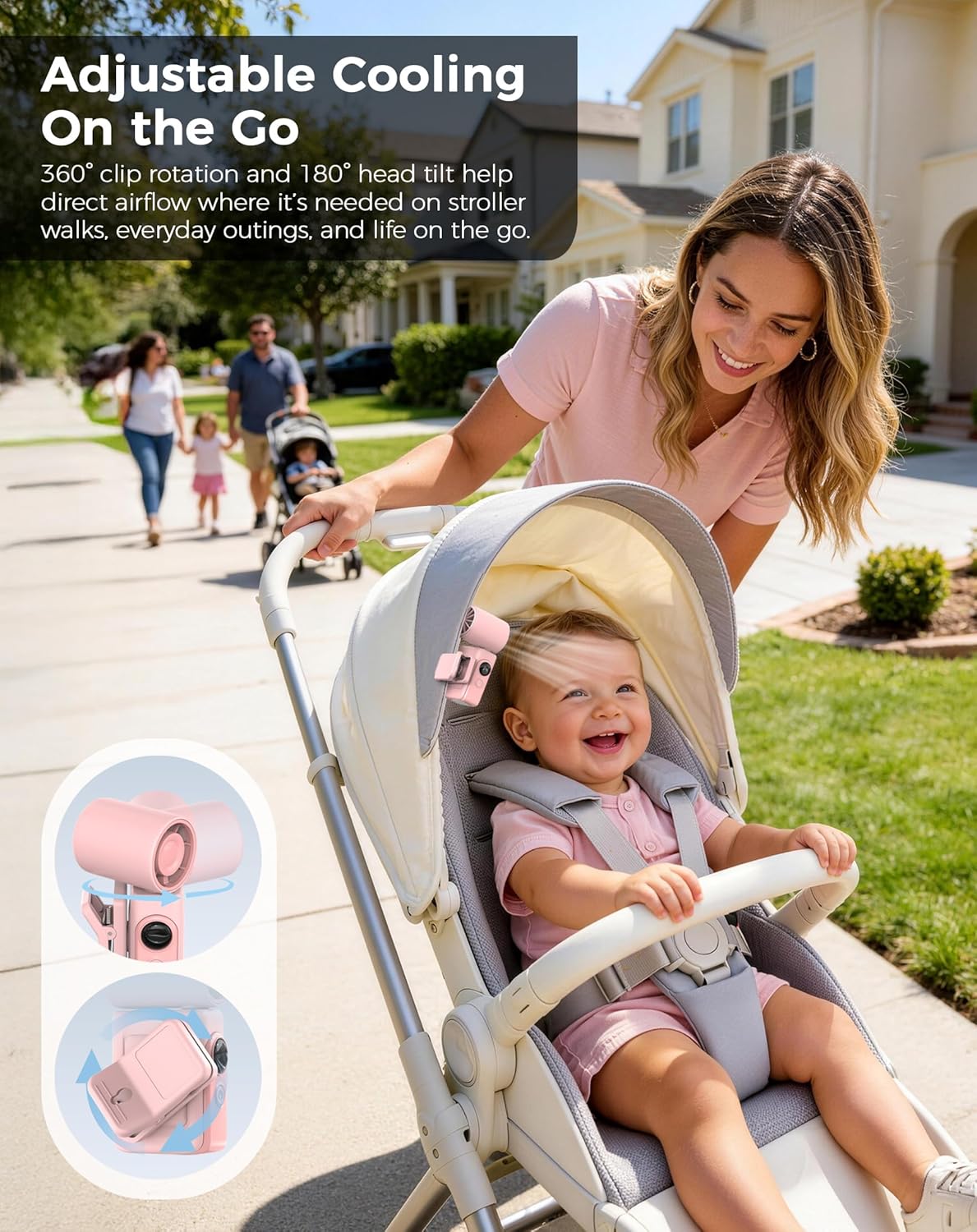 Thumbnail 3 de Hotsales Clip-On Portable Fan (13500 RPM) Rechargeable Mini Fan with LED Display, 360° Rotating Detachable Clip