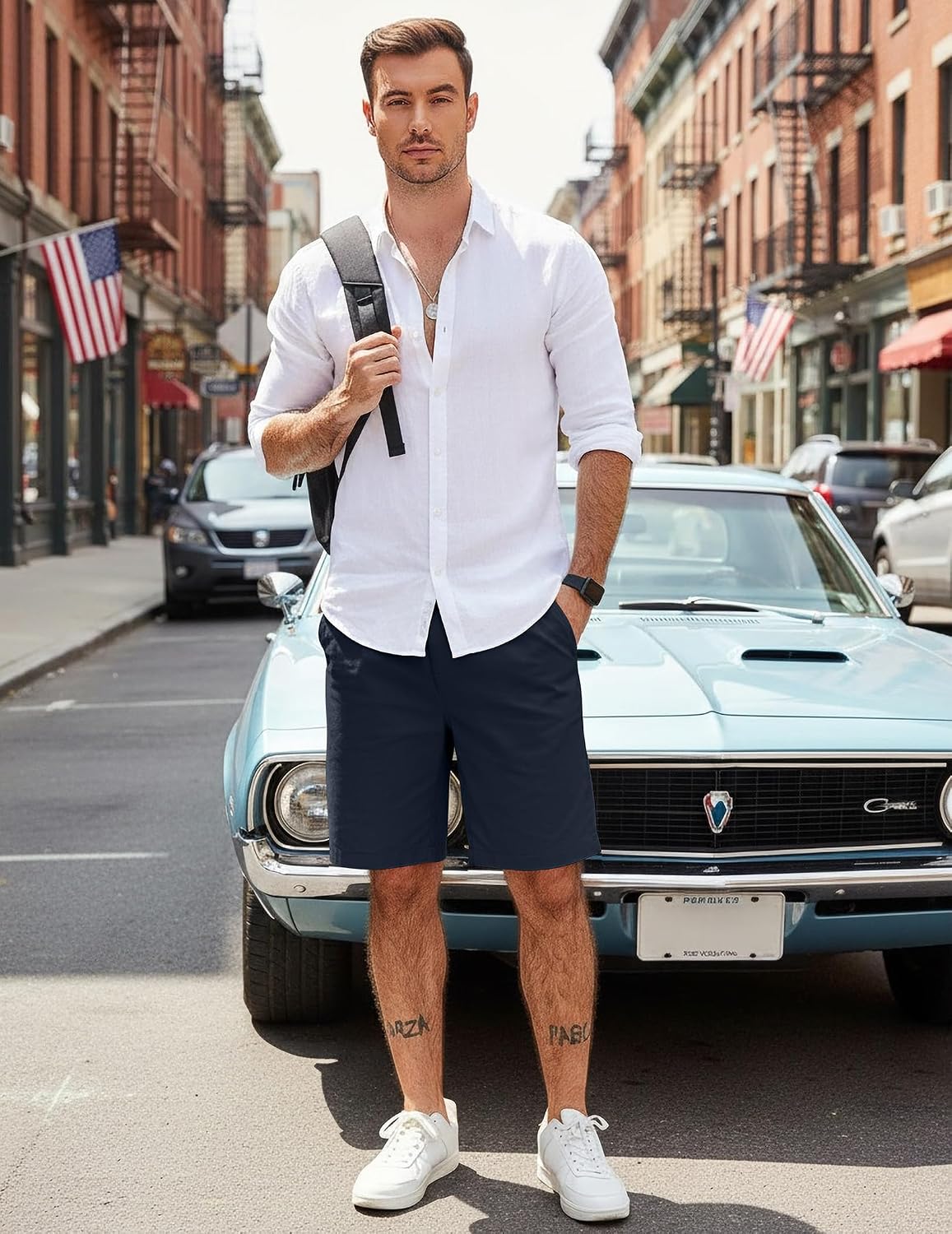 Detalle de COOFANDY Men's Casual Shorts: Cotton Drawstring Comfort for Summer