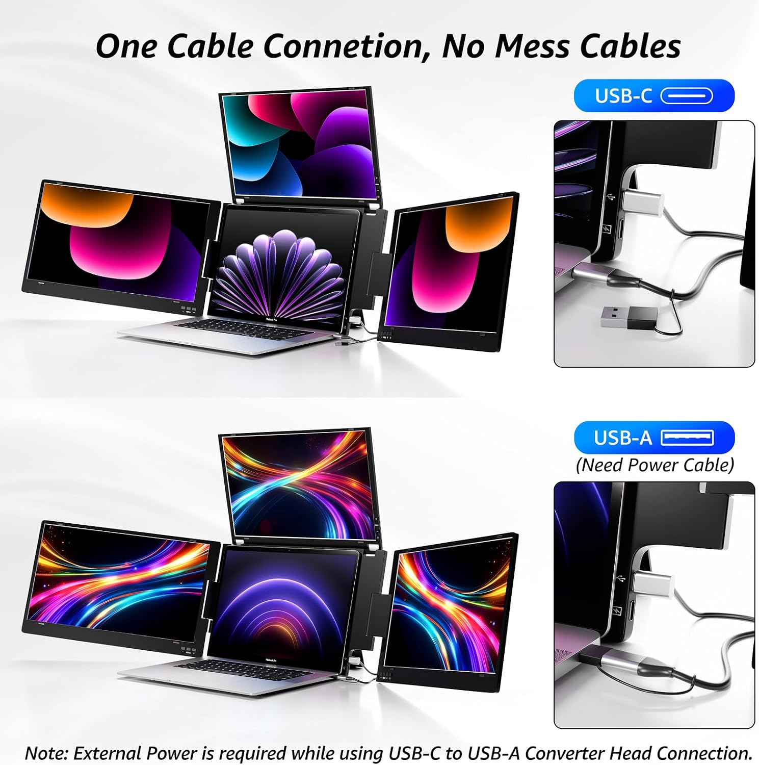 Detalle de KPKUE X90M 14" Triple Laptop Screen Extender