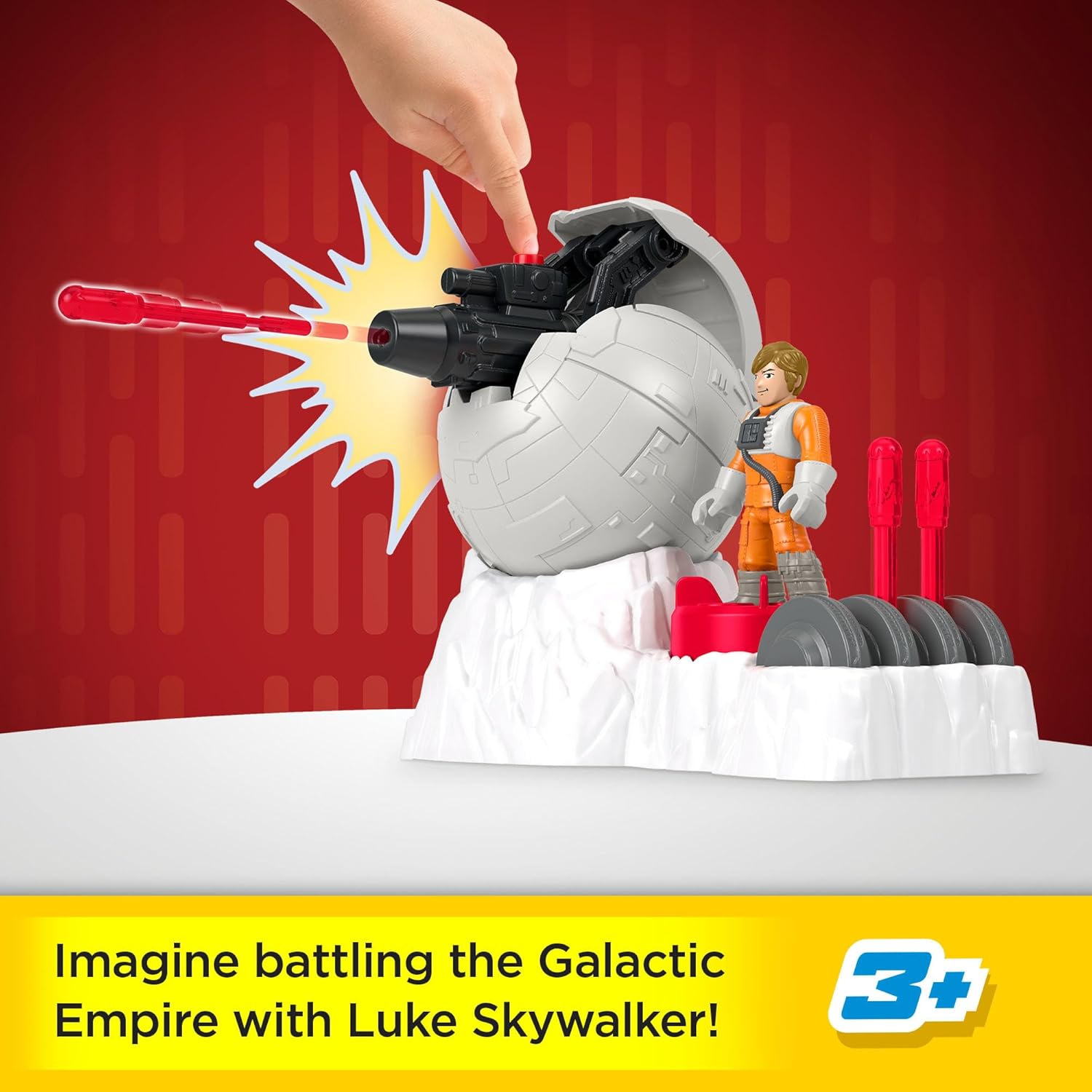 Thumbnail 1 de Fisher-Price Imaginext Star Wars Rebel Base Cannone Launcher con Luke Skywalker (chiave metallica) per bambini dai 3 anni