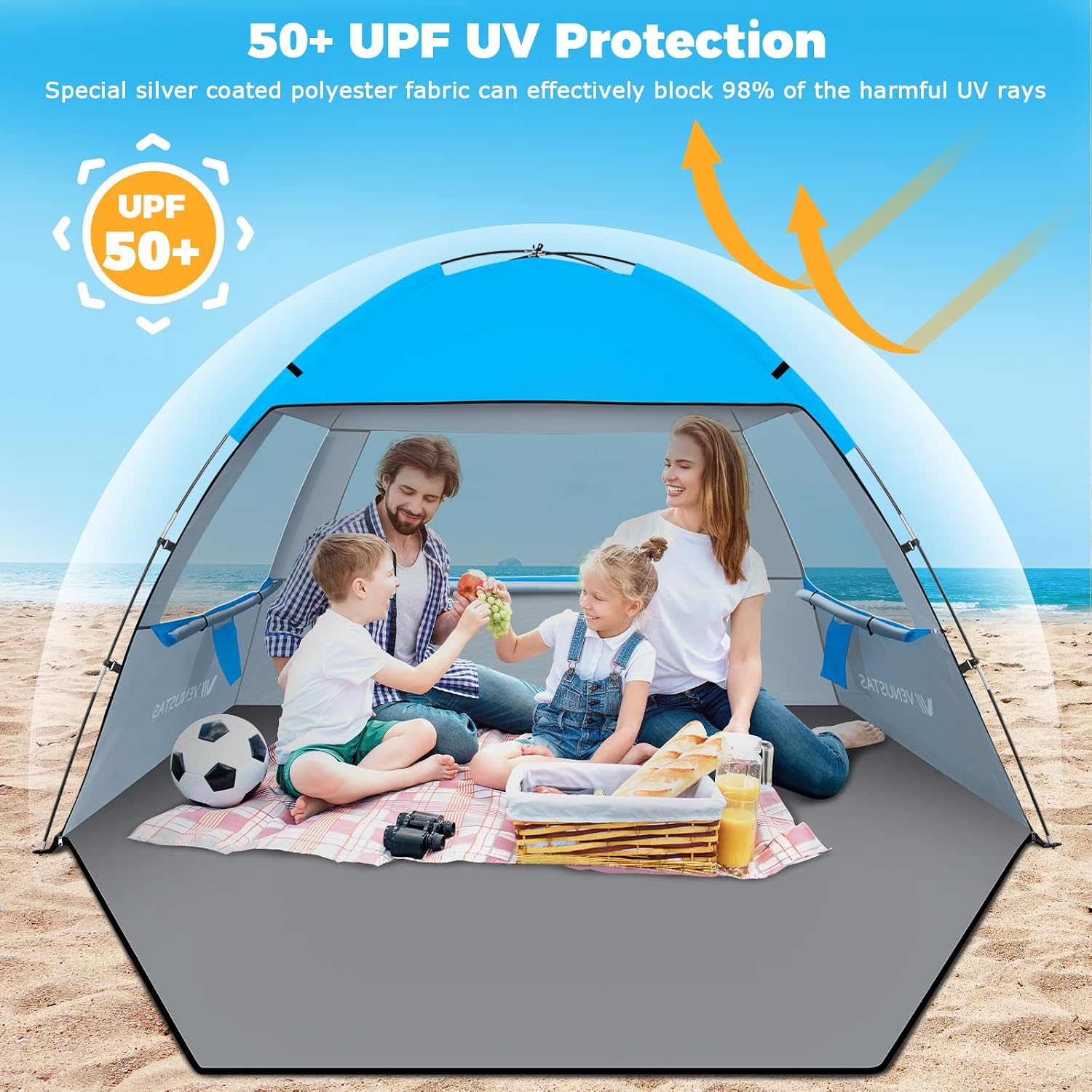 Detalle de Venustas Beach Tent Sun Shelter (3/4/6/8 Person) with UPF 50+ UV Protection