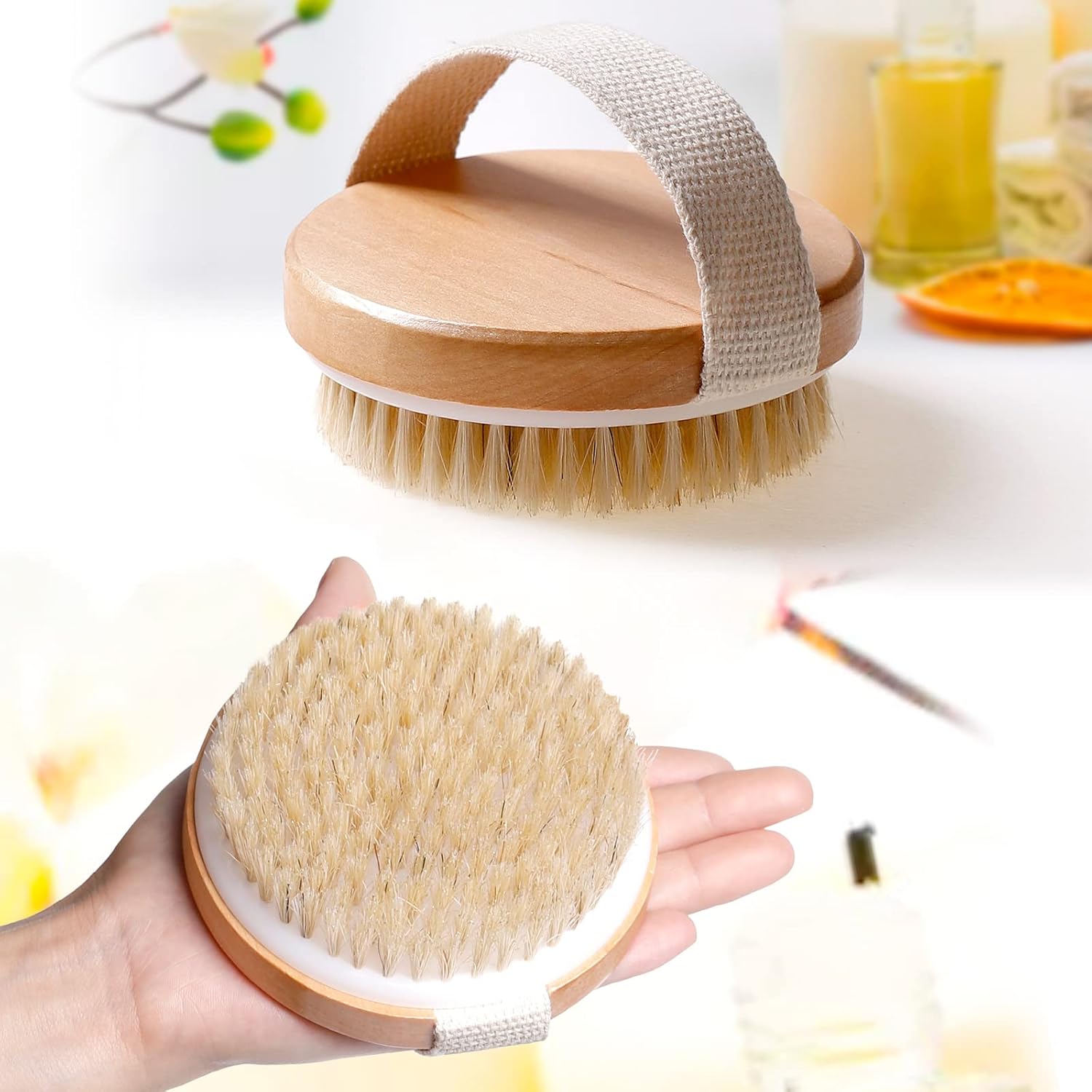 Detalle 2 de 2pcs Body Brush set for dry brushing, 10.5cm & 13x6.5cm