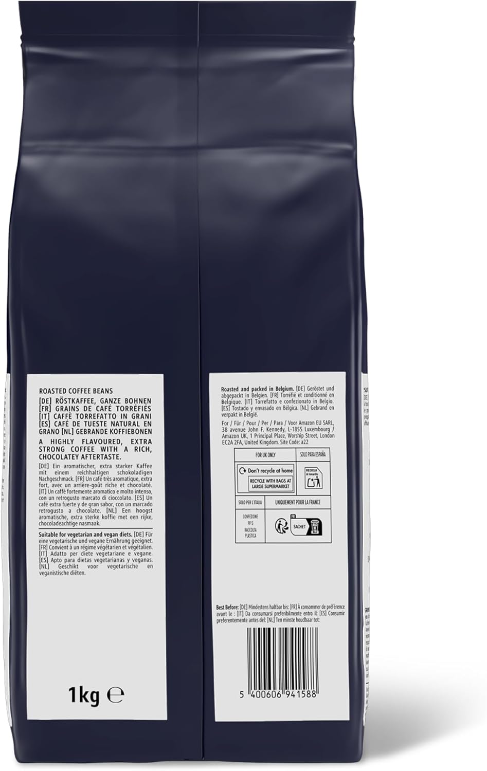 Detalle de By Amazon Caffè in Grani Intenso, Tostatura Scura – 2 kg (2 Confezioni da 1 kg) Rainforest Alliance