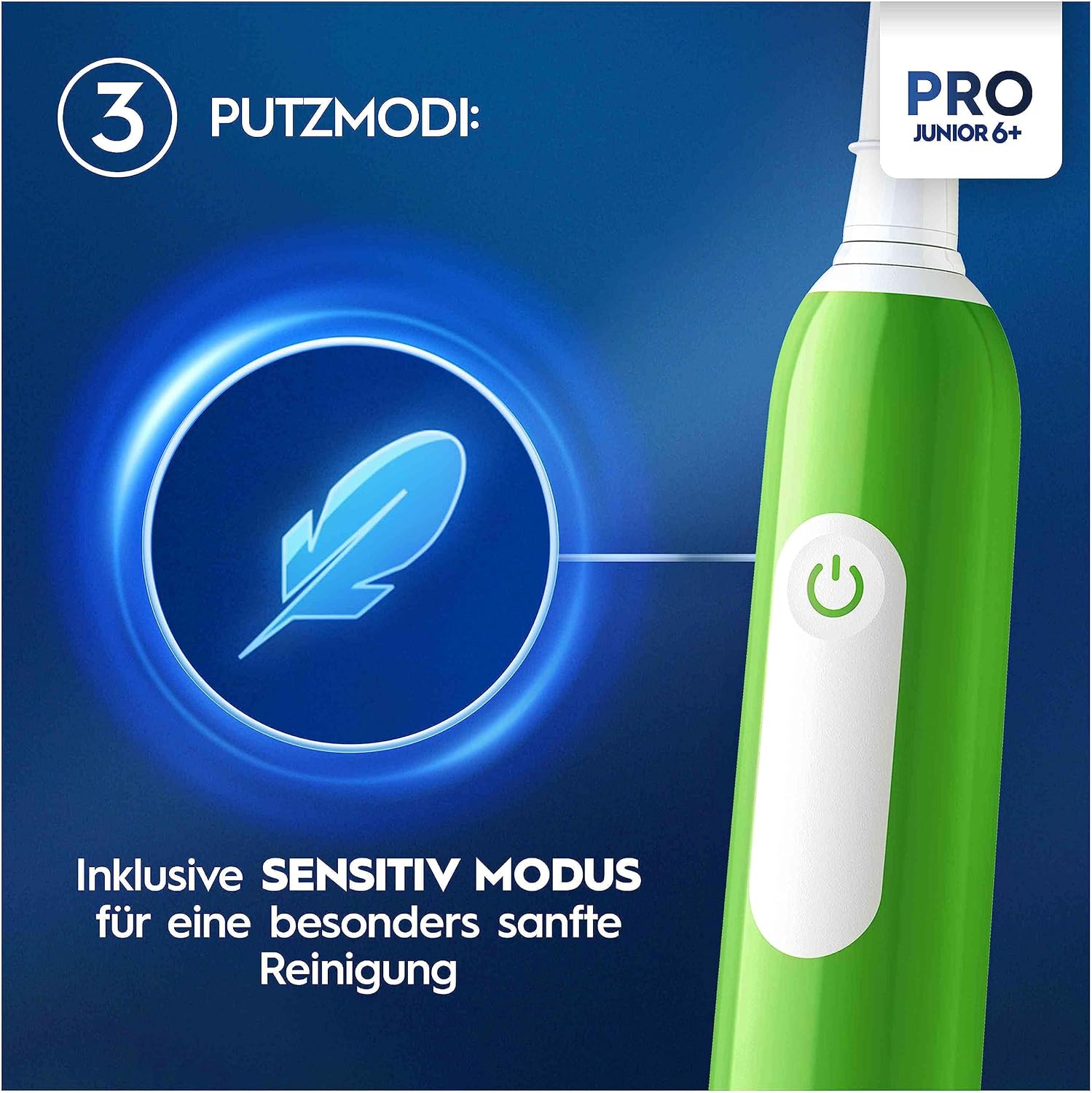 Detalle de Oral-B Pro Junior Elektrische Zahnbürste für Kinder (6+) – Designed by Braun, Grün
