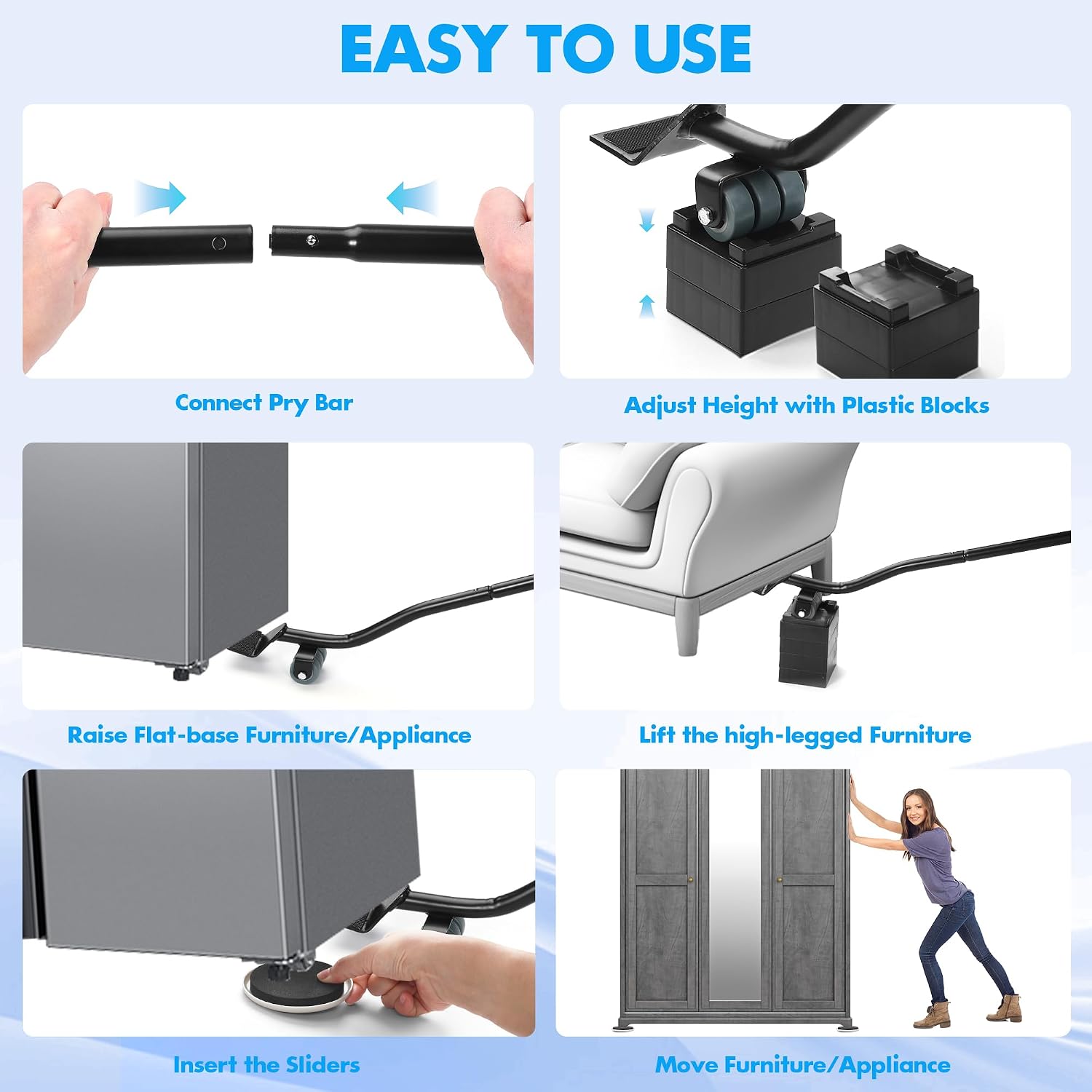 Thumbnail 6 de Shnbxtnd Furniture Lifter Tool with 3.5-Inch Sliders for Carpet and Wood Floors