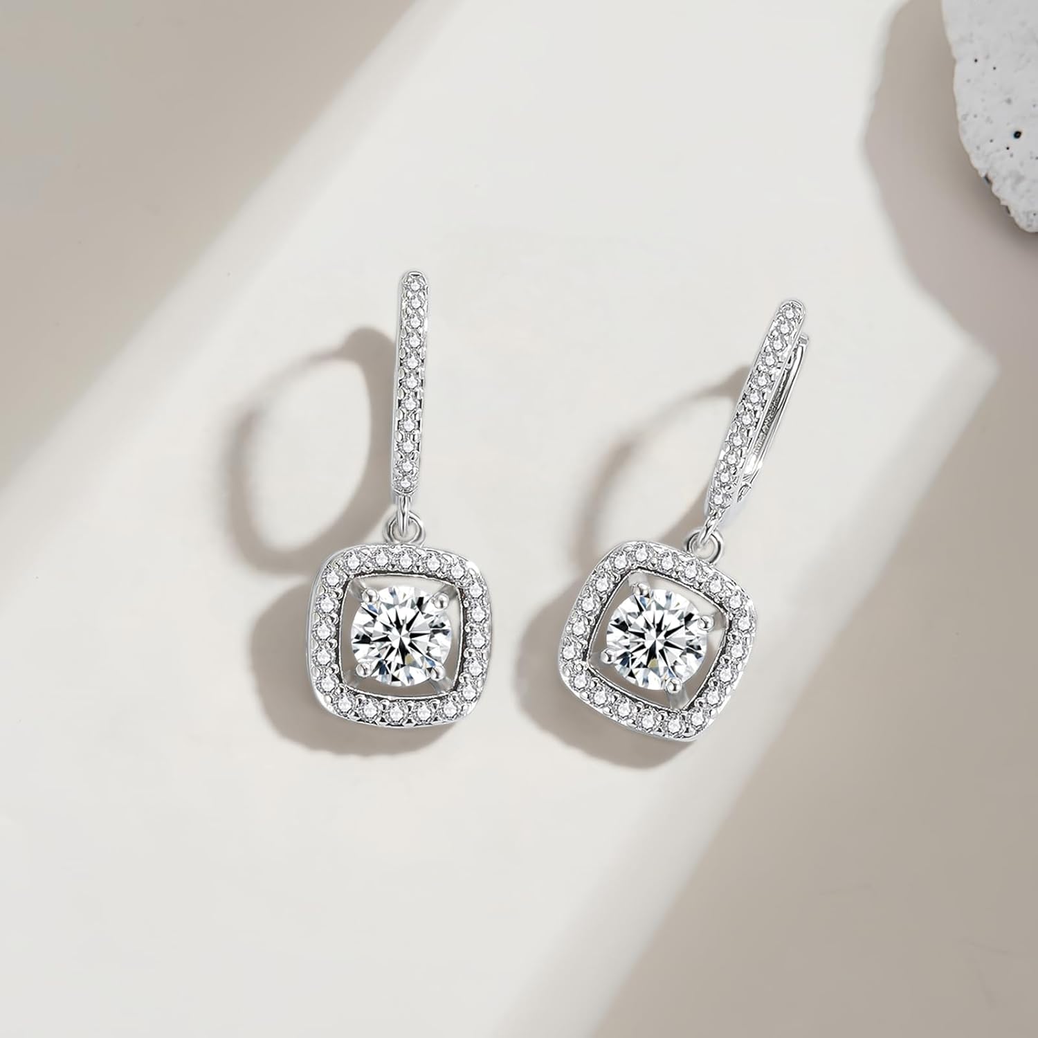 Thumbnail 2 de Josfeva Silber 925 Creolen mit Anhänger: quadratisch-herzförmiger Charm mit Cubic Zirkonia