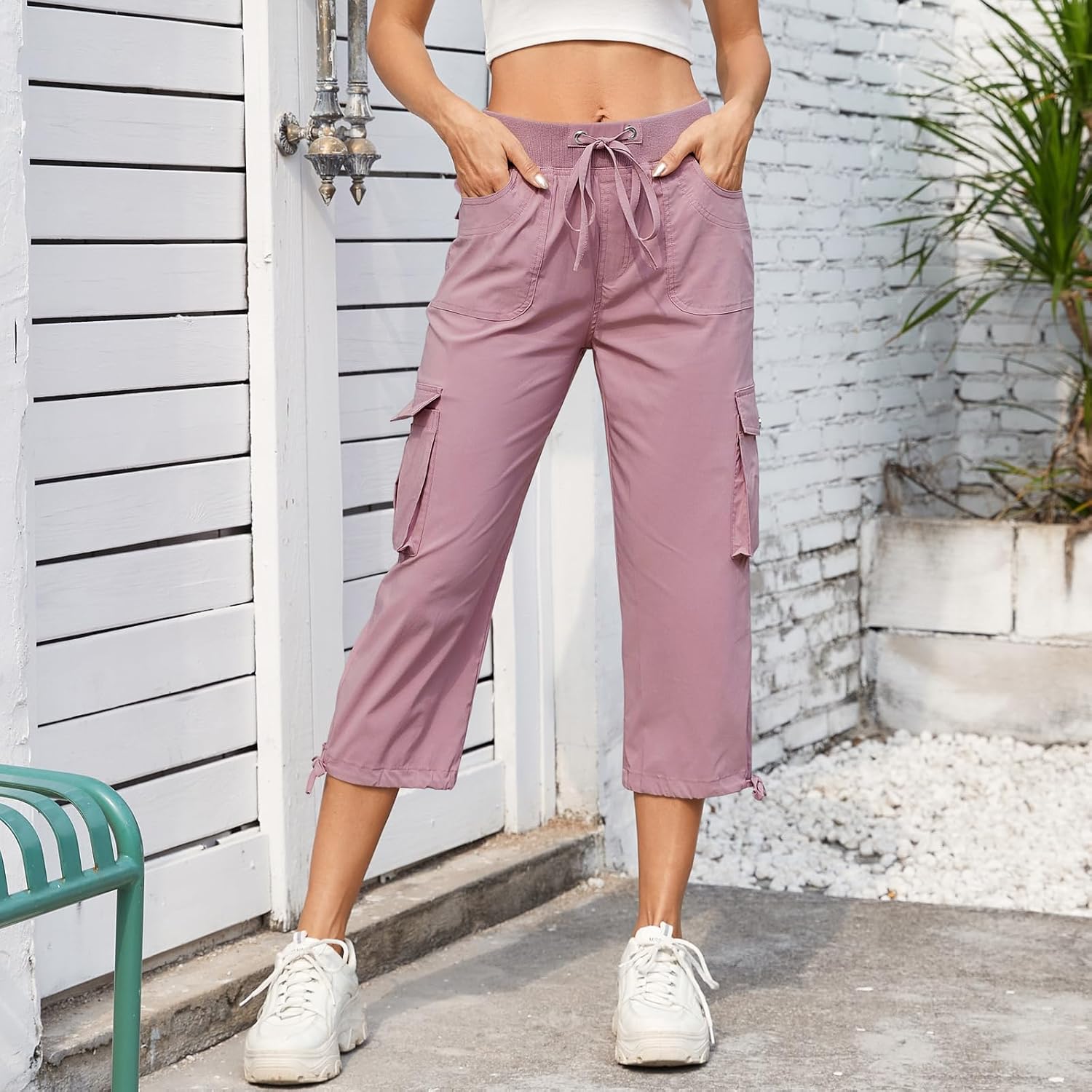 Thumbnail 1 de Hormtaer Hose Damen 3/4 Sommer Casual Cargohose Caprihose Jogginghose – 6 Taschen, Comfy Stretch
