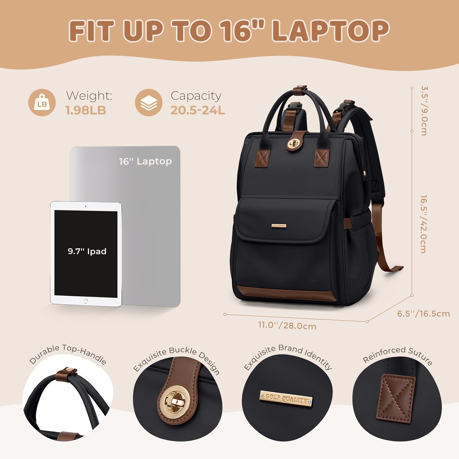 Thumbnail 4 de GOLF QUALITY Diaper Bag Backpack: Multi-Function, Water-Resistant & Large-Capacity for Modern Mum