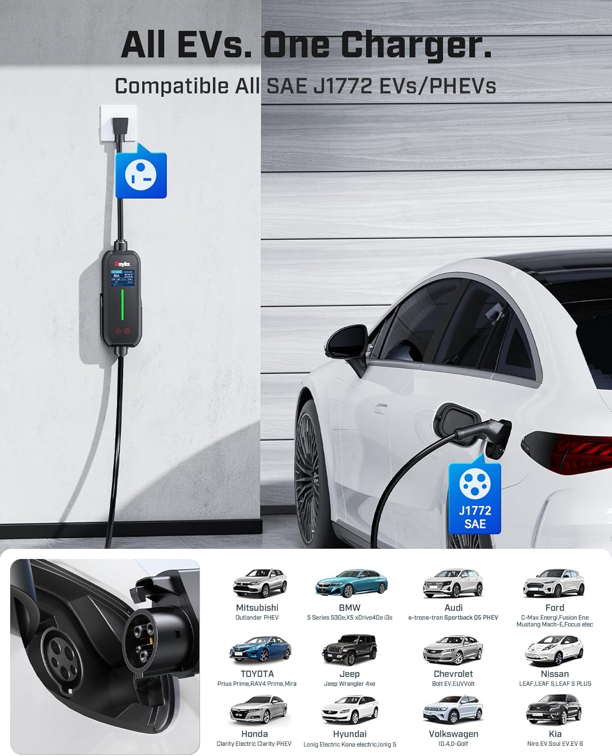 Detalle de Raylix 2025 Portable EV Charger 16A
