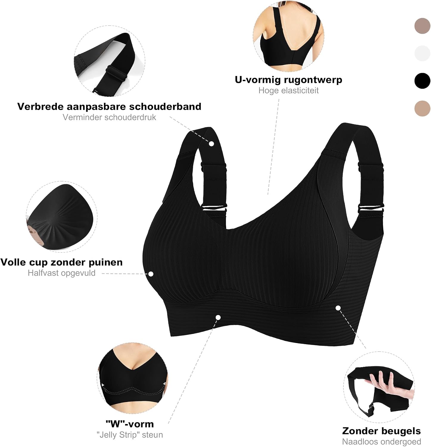 Detalle 2 de Fittingirls minimizer-bh voor grote borsten, draadloos met volledige bedekking