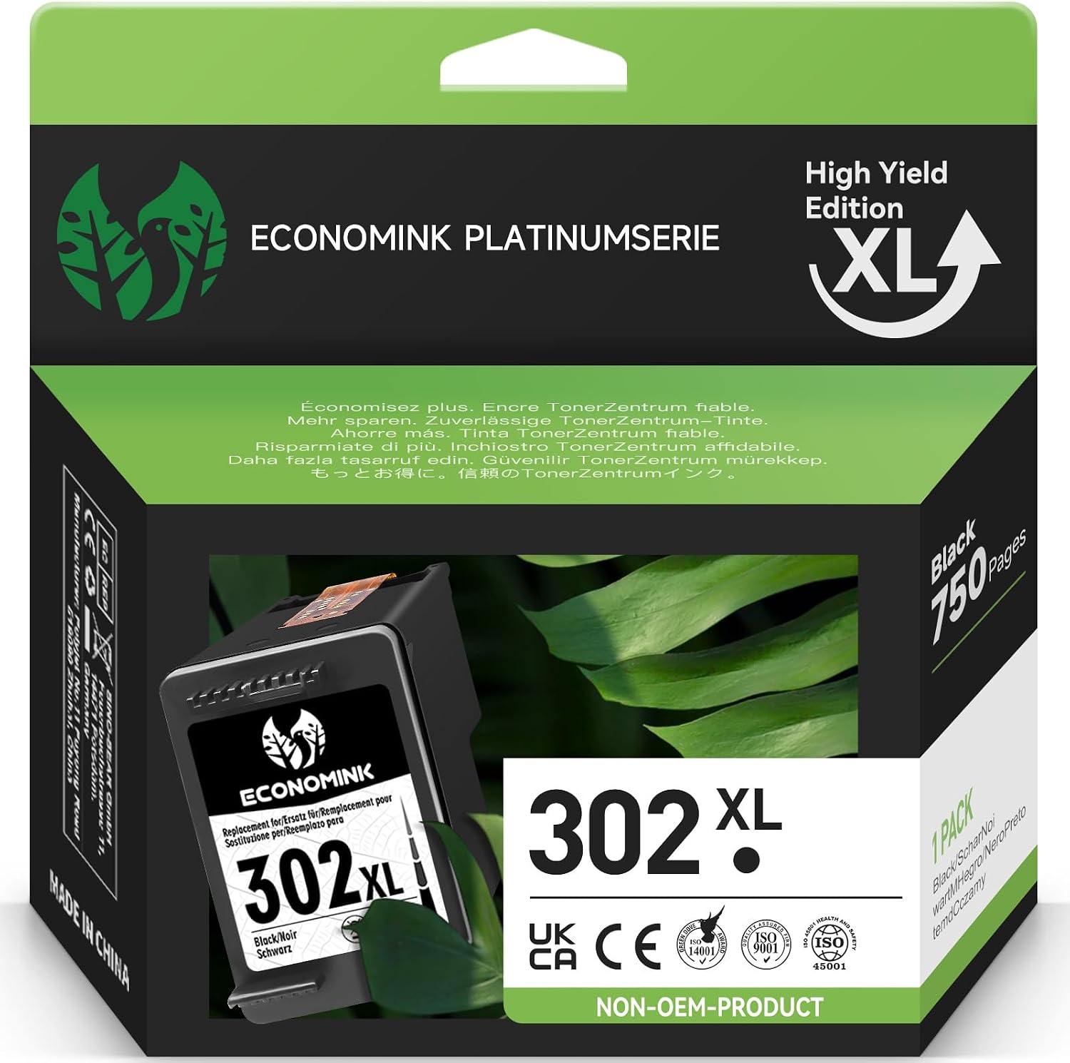 Detalle de 302XL kompatible Druckerpatronen Schwarz (HP 302XL) – 1er-Pack für OfficeJet, DeskJet & Envy