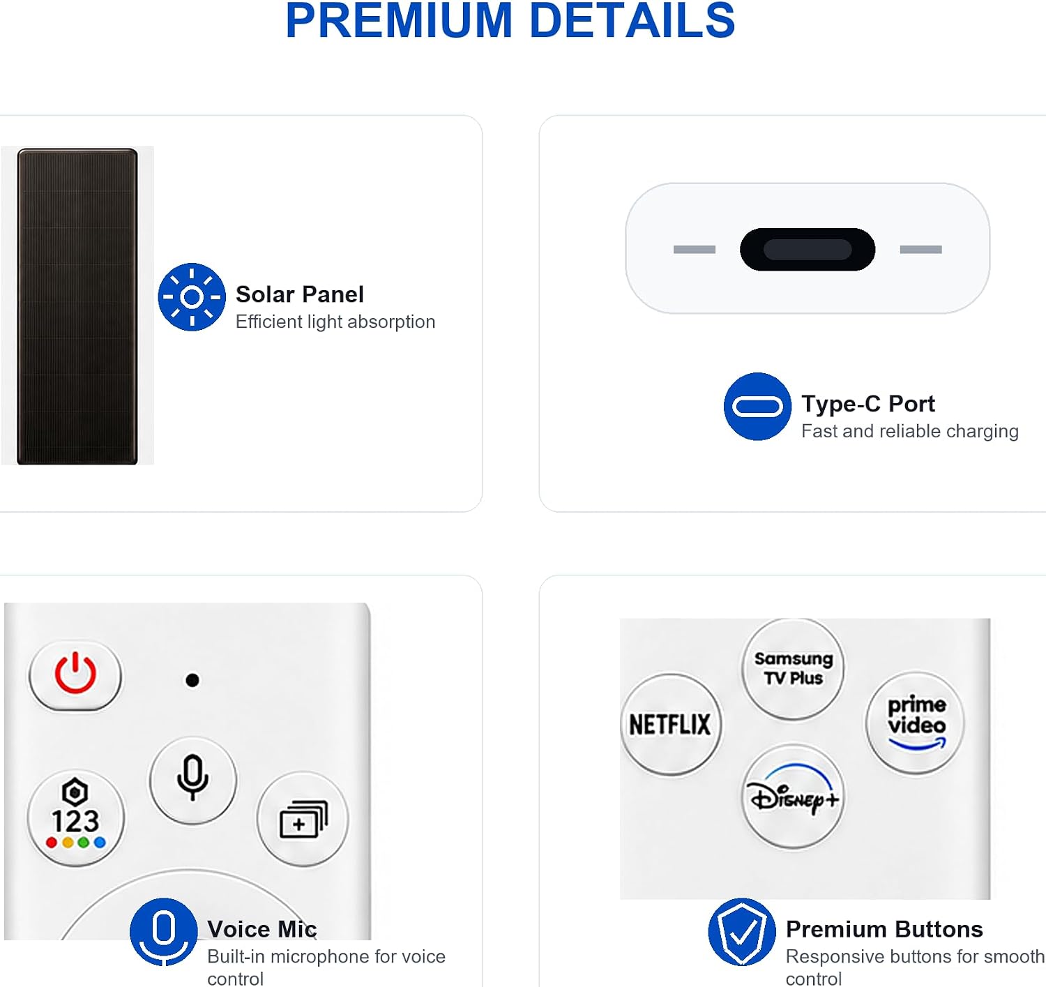 Detalle de Gmatrix for Samsung Voice Remote Control for Frame TVs, Solar and USB-C