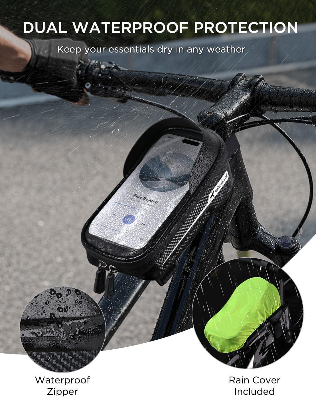 Detalle de whale fall Bike Phone Holder Waterproof Top Tube Bag (Phones up to 7") with Hard EVA Case & Touchscreen