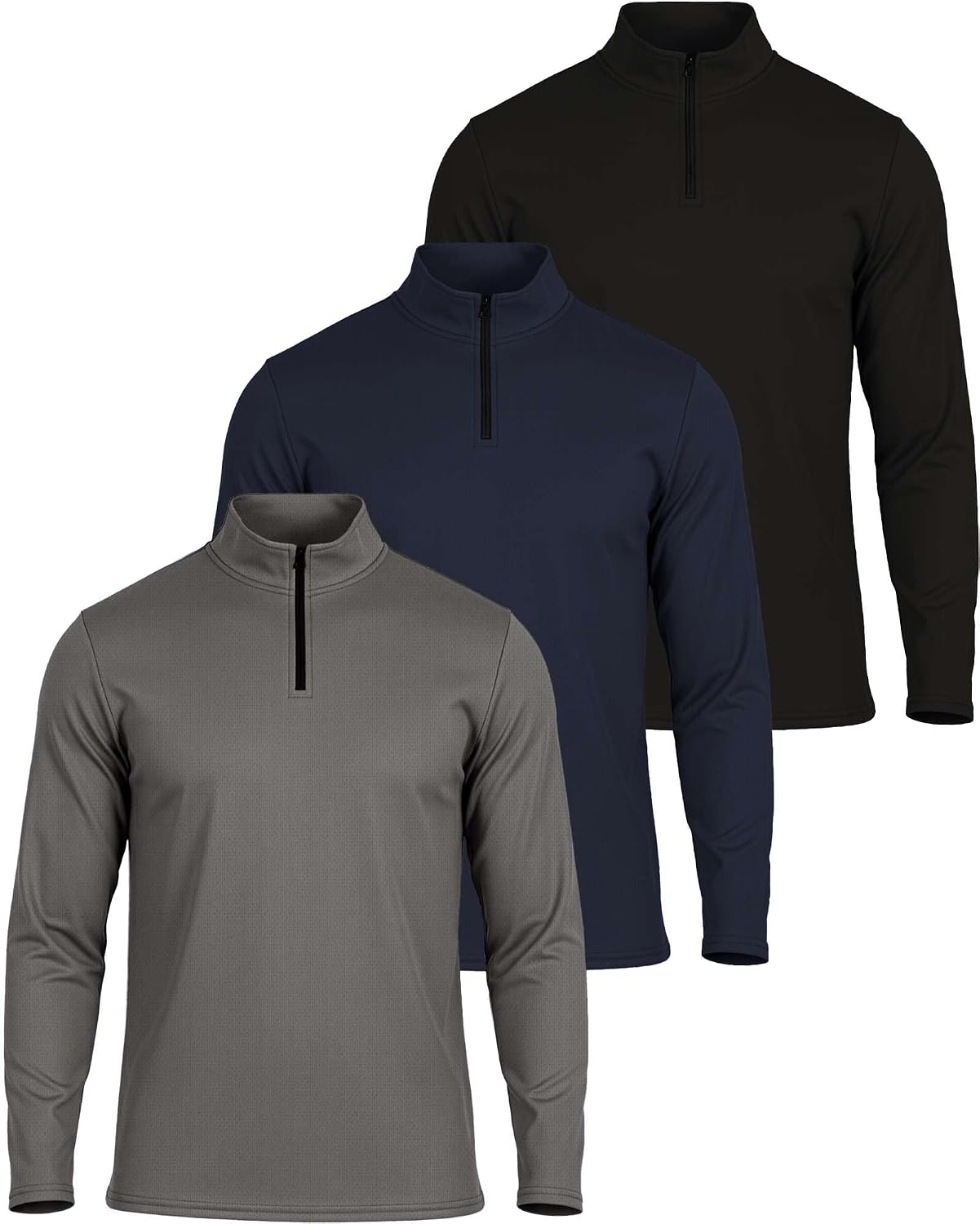 Detalle de Mesh Quarter-Zip Pullover Shirts, 3-Pack