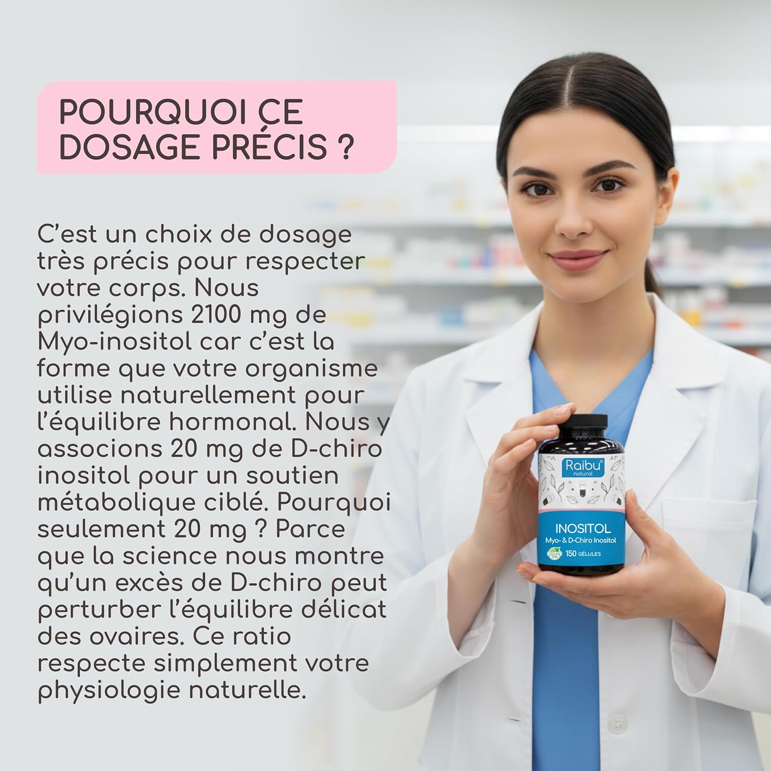 Thumbnail 2 de Inositol Myo Inositol & D-Chiro 150 gélules (avec vitamine B6, acide folique et chrome) – Raibu