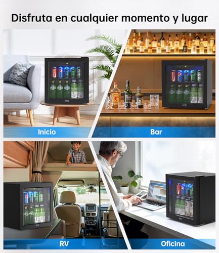Thumbnail 6 de WIE Nevera para Bebidas 36L: mini frigorífico expositor de 55 latas, puerta de cristal y No Frost