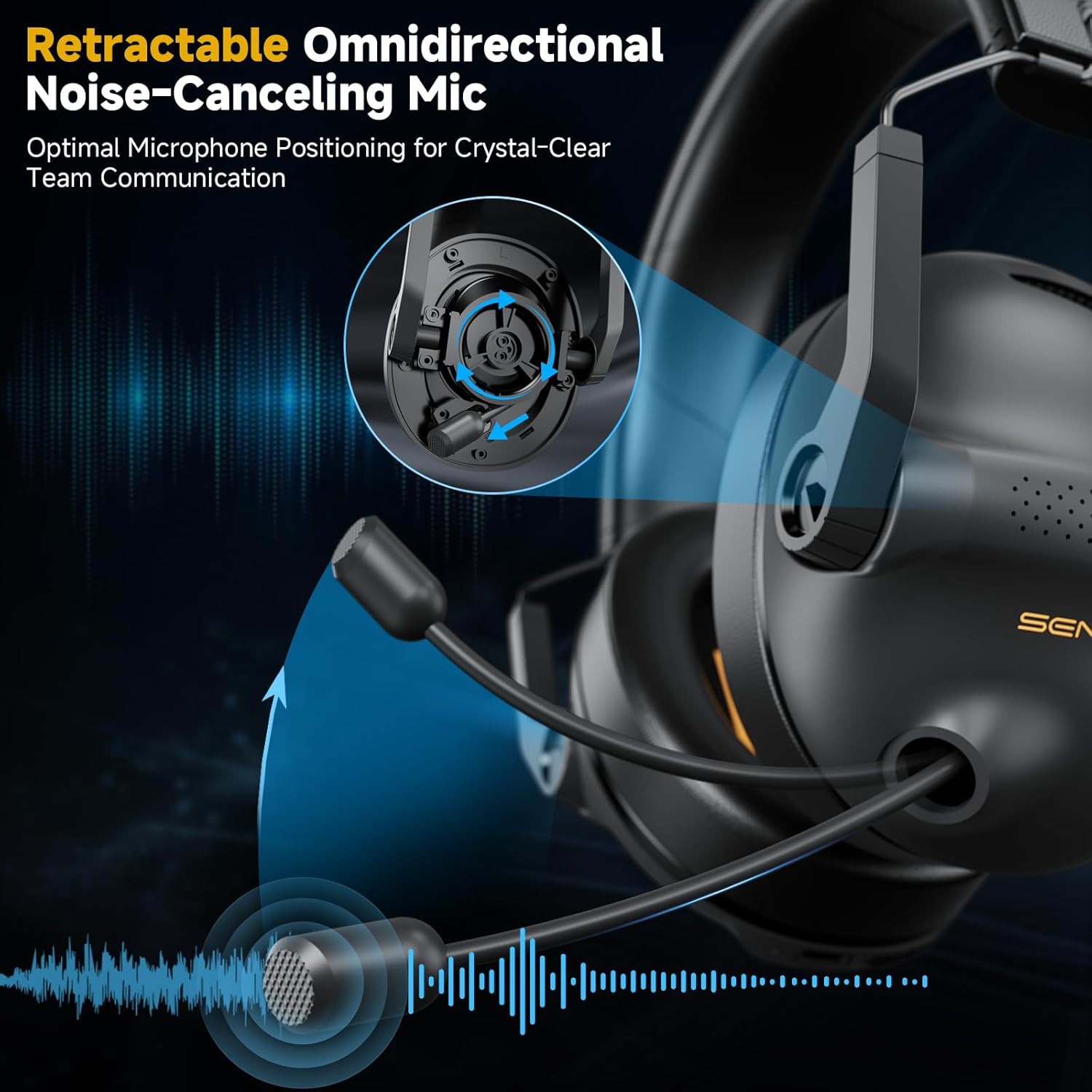 Thumbnail 5 de SENZER SG600 Wireless Gaming Headset for PC/PS5/PS4 (2.4GHz + Bluetooth 5.3) with Retractable Noise-Canceling Mic