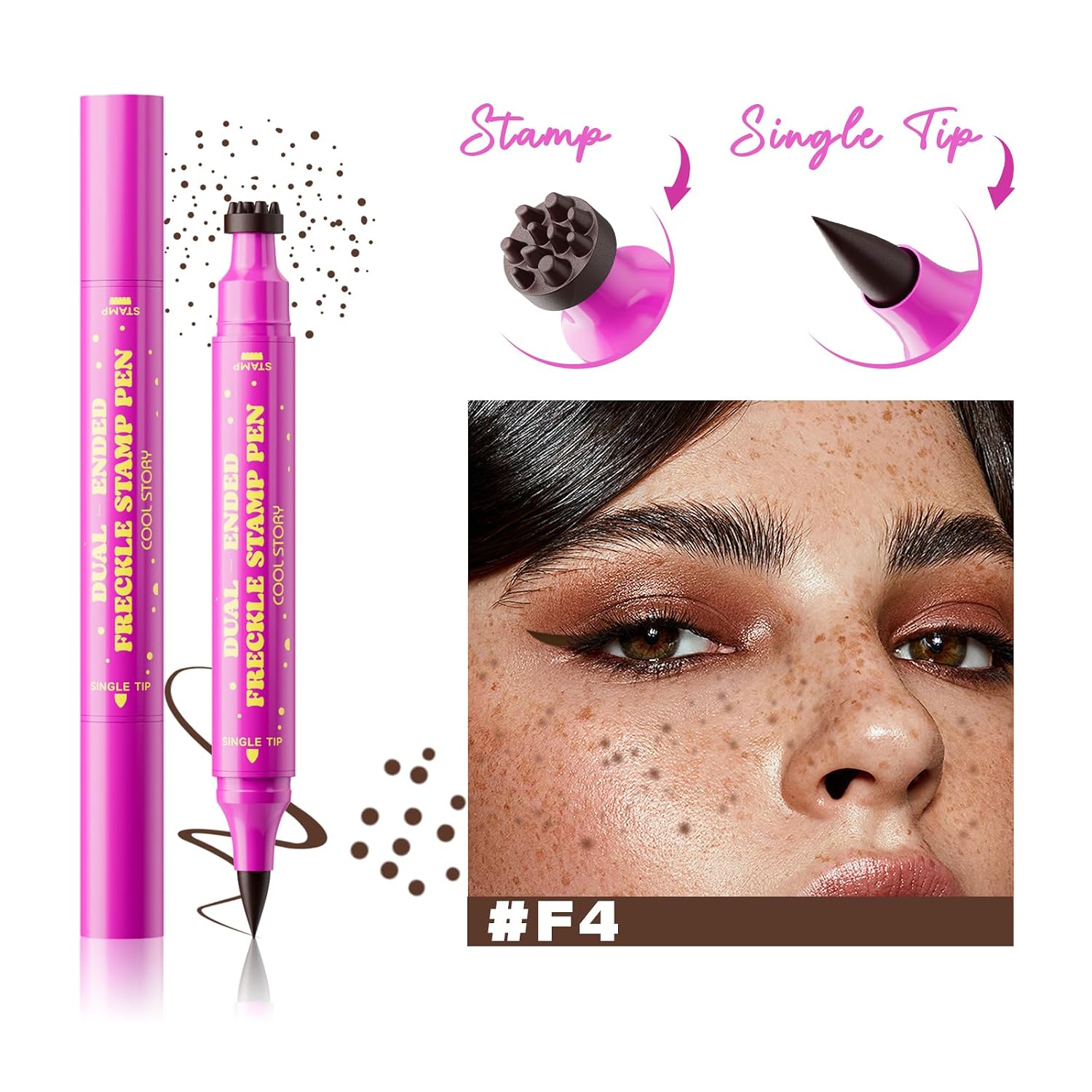 Detalle 2 de Beauty Glazed Dual-Ended Freckle Stamp Pen, #4 Dark Brown, Waterproof