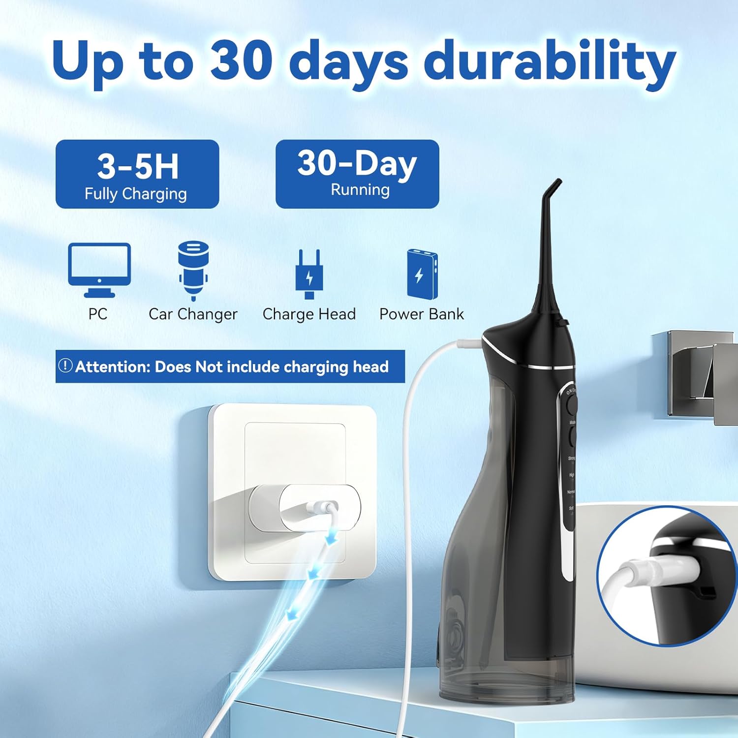 Thumbnail 4 de Cordless Portable Water Flosser with 300ML Tank — Travel-Friendly Oral Irrigator