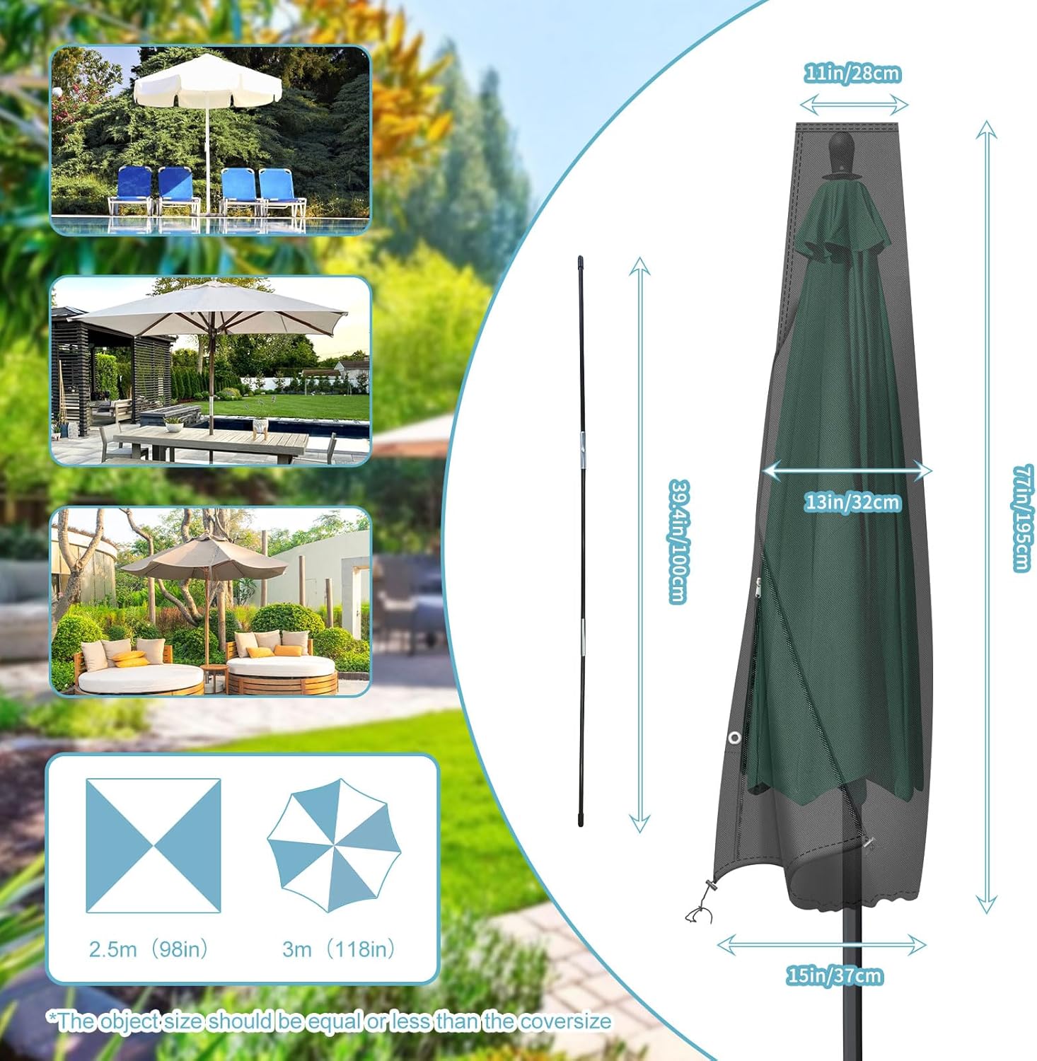 Thumbnail 1 de Parasol cover 300D Oxford 195cm