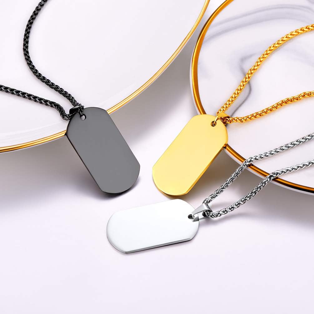 Thumbnail 2 de PROSTEEL Collier dog tag personnalisable photo/texte en acier inoxydable plaqué or