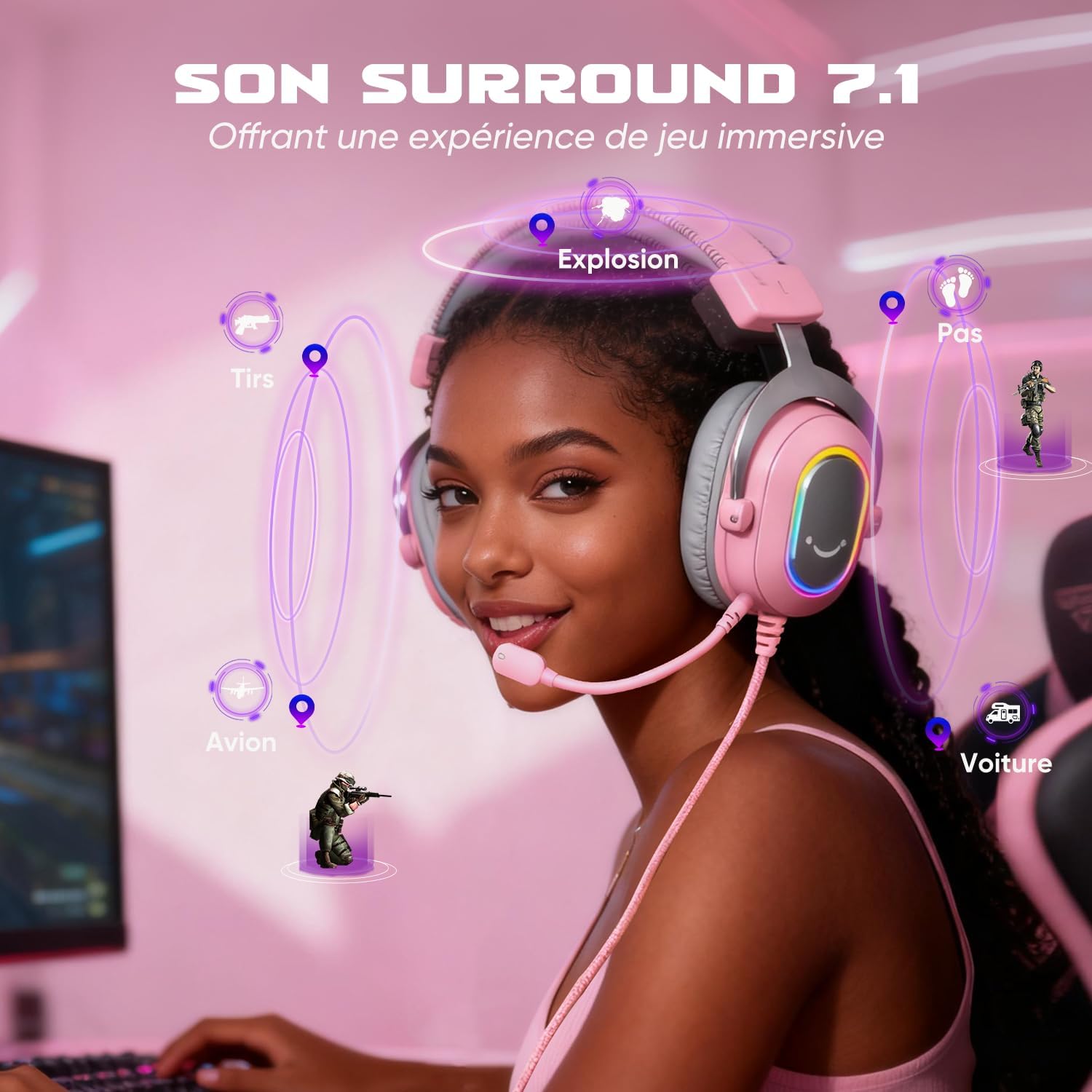 Thumbnail 1 de FIFINE H6 Casque gamer PC/PS4/PS5 avec micro amovible, son surround 7.1 USB et 3 modes EQ