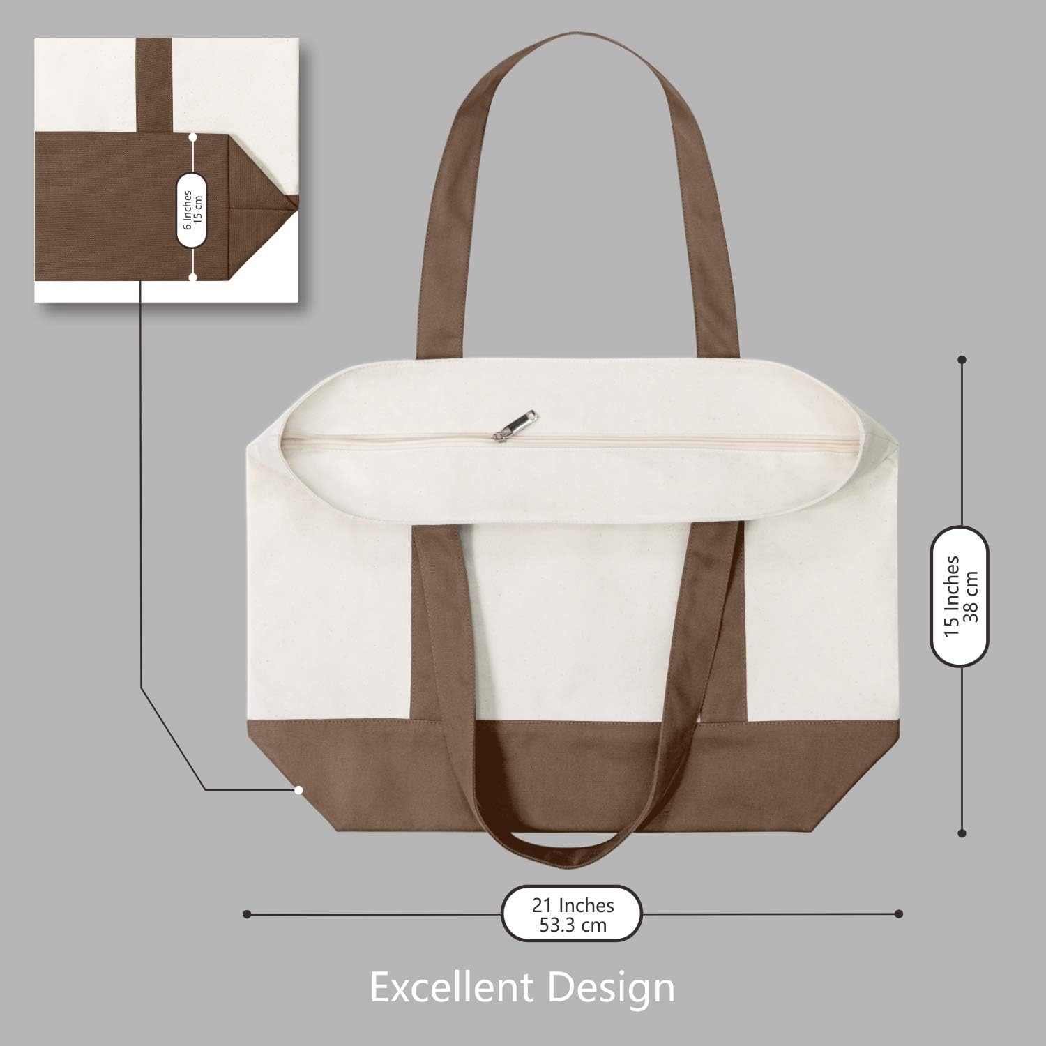 Thumbnail 4 de TOPDesign Canvas Tote Bags 6-Pack with Pocket 🛍