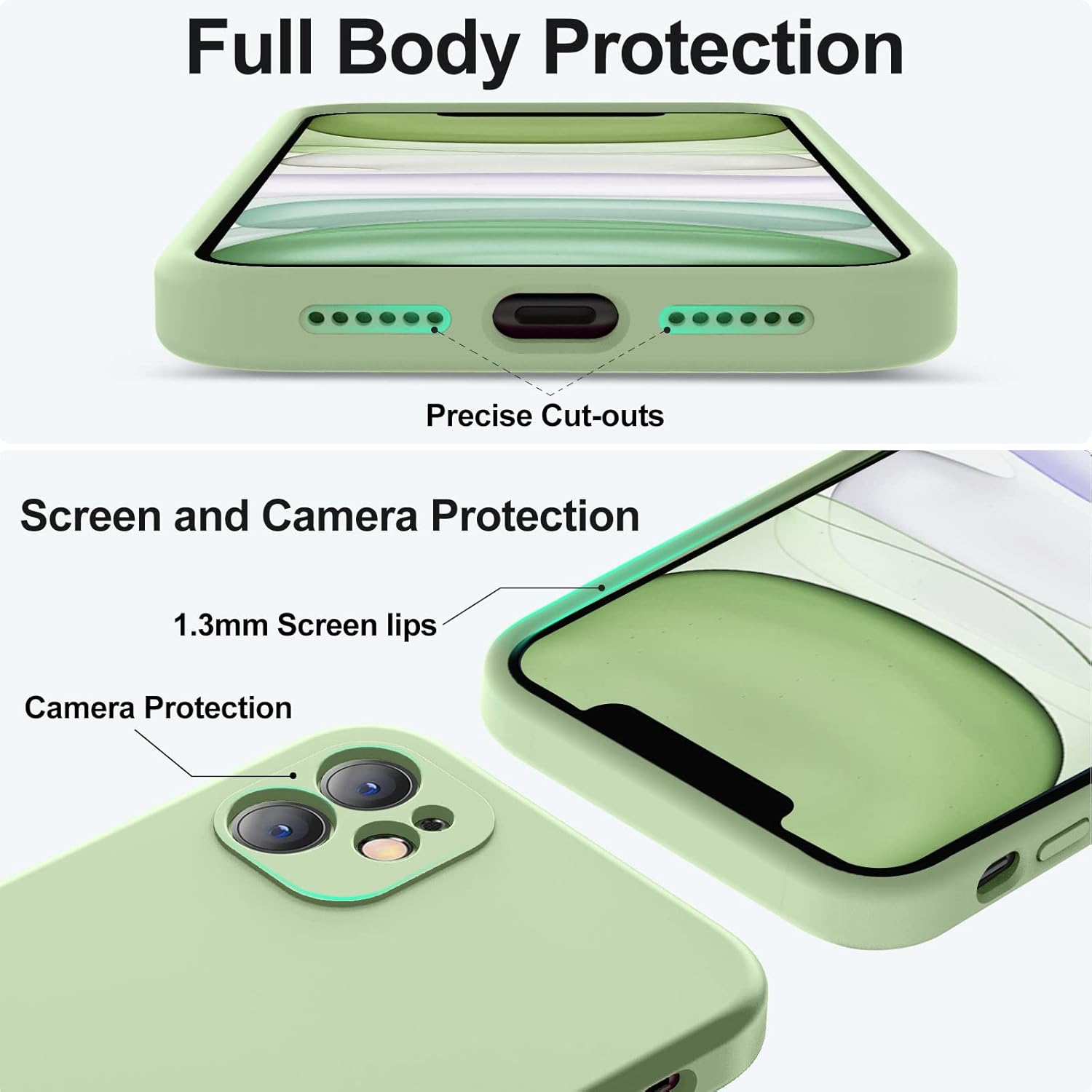 Thumbnail 3 de Vooii iPhone 11 Case in Matcha Green: Upgraded Liquid Silicone with Flat Edges and Full Camera Protection