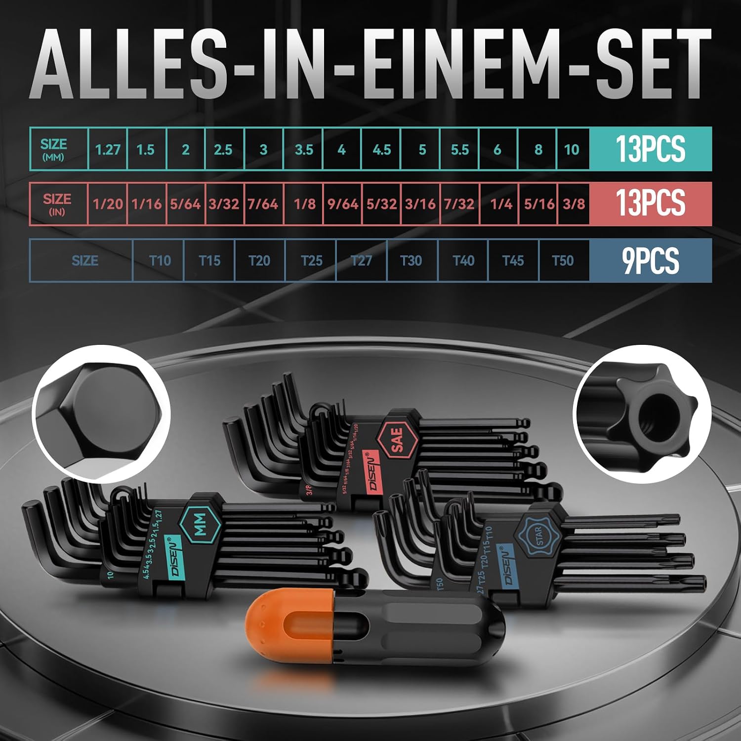 Detalle 2 de DISEN Hex Key Set, 36-Piece