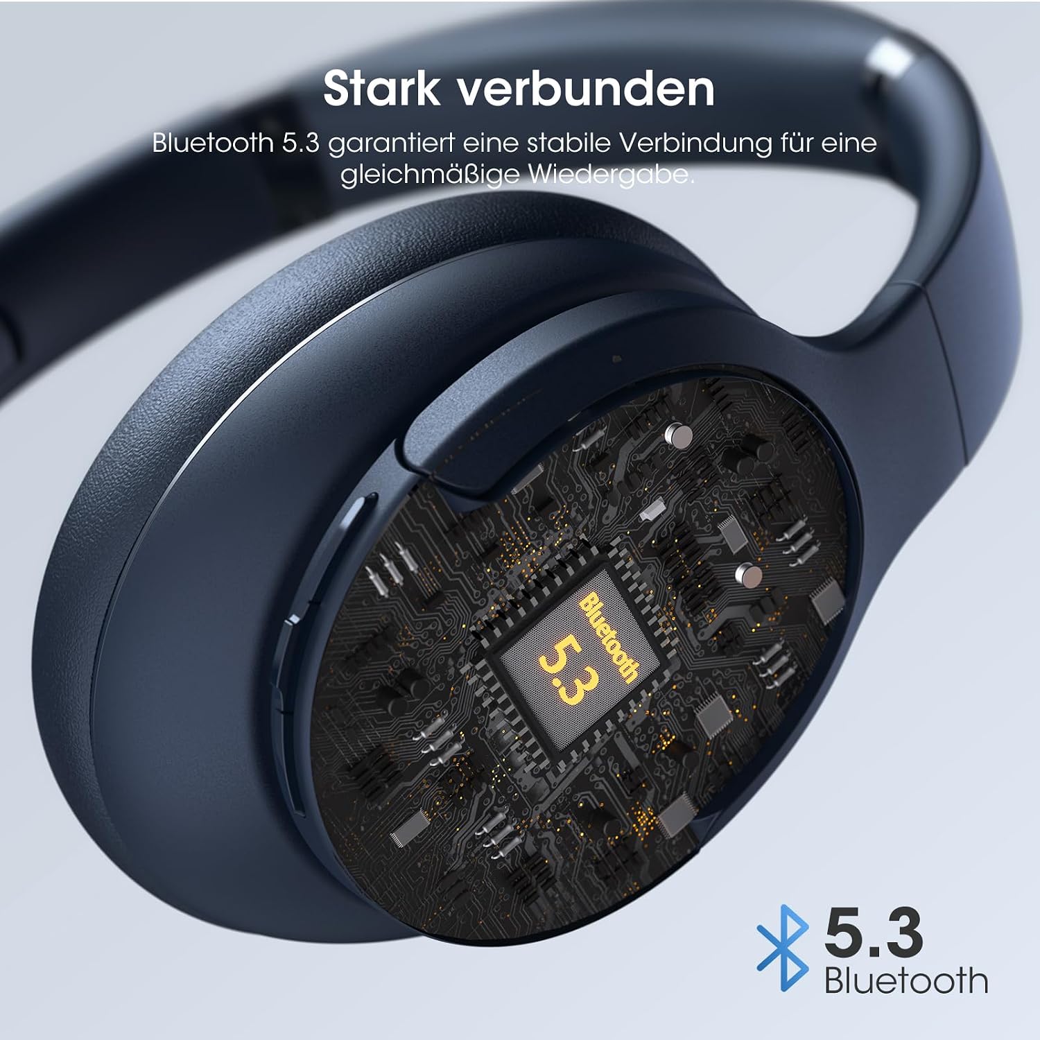 Detalle 2 de DOQAUS Kopfhörer Kabellos Bluetooth Over‑Ear – Bis zu 90 Stunden Laufzeit, 3 EQ‑Modi, BT 5.3, Marineblau