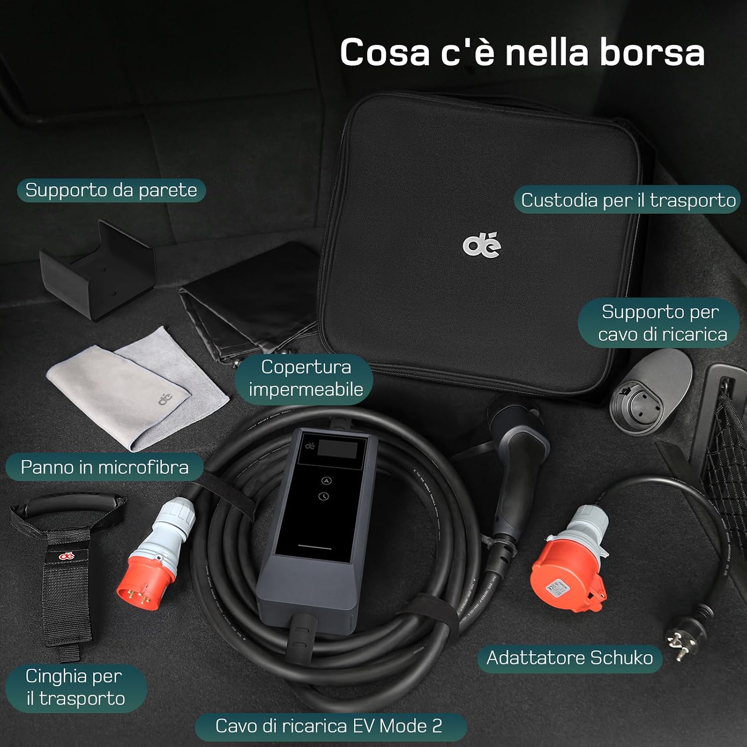 Detalle de Wallbox 11kW App – Stazione di ricarica mobile trifase 11kW con cavo 7 m e connettore Tipo 2