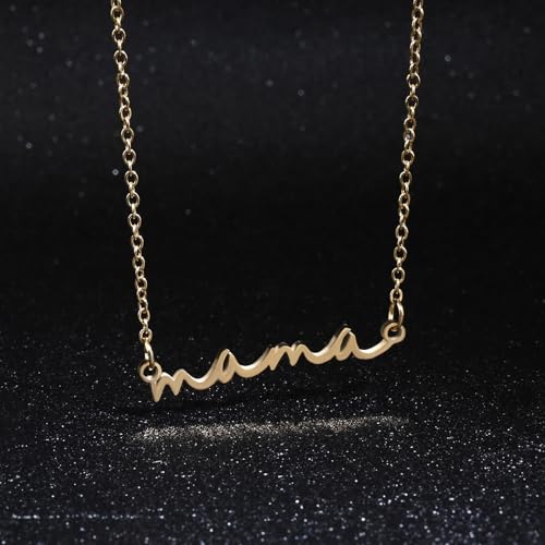 Detalle de Aliyoham 14K Gold Plated Mama Necklace with Mum Letter Pendant