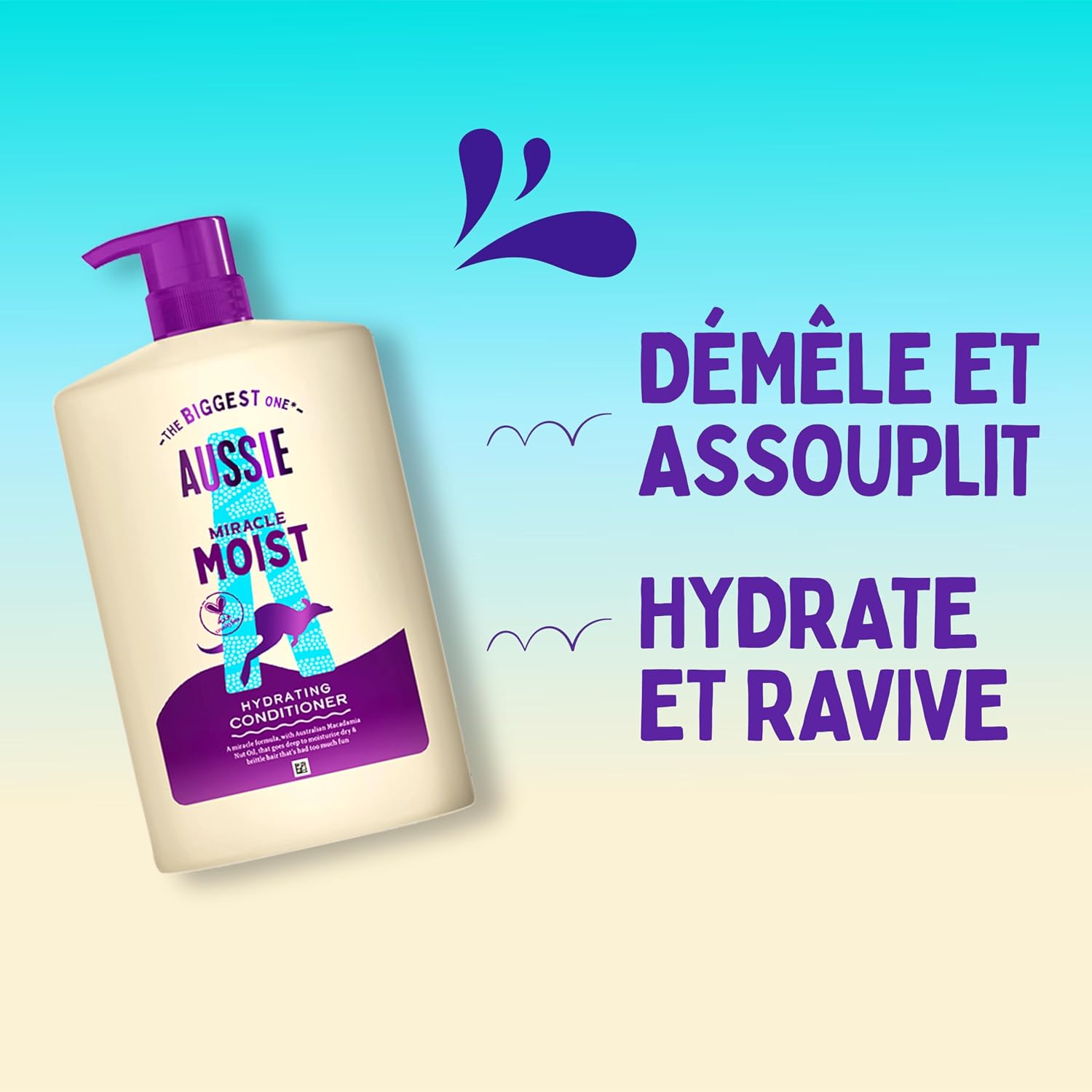 Detalle 2 de Aussie Miracle Moist Après-shampooing démêlant 1000ml 💇♀